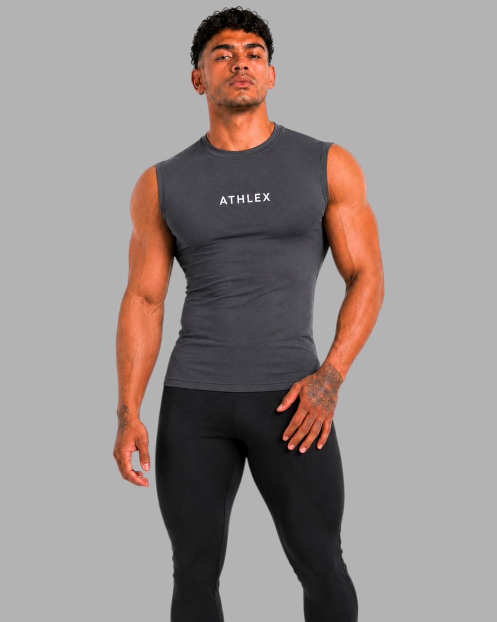 ATHLEX Charcoal Sleeveless Compression Tank