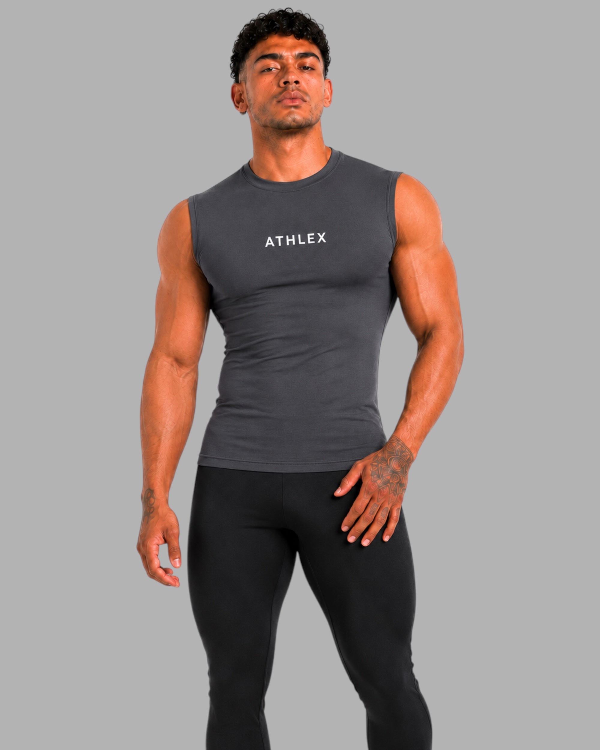 ATHLEX Charcoal Sleeveless Compression Tank