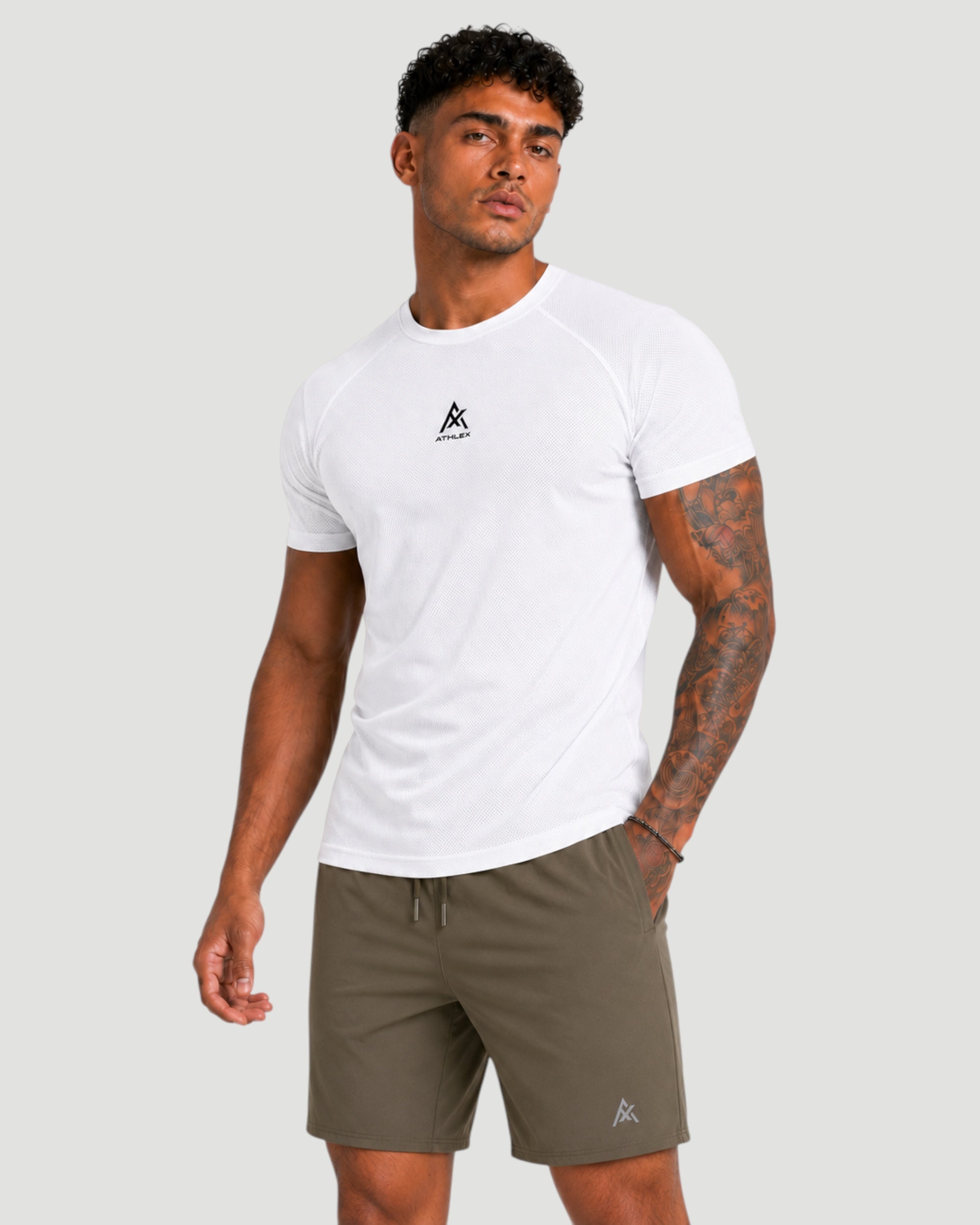 Athlex White Dry-Fit Breathable Performance T-Shirt