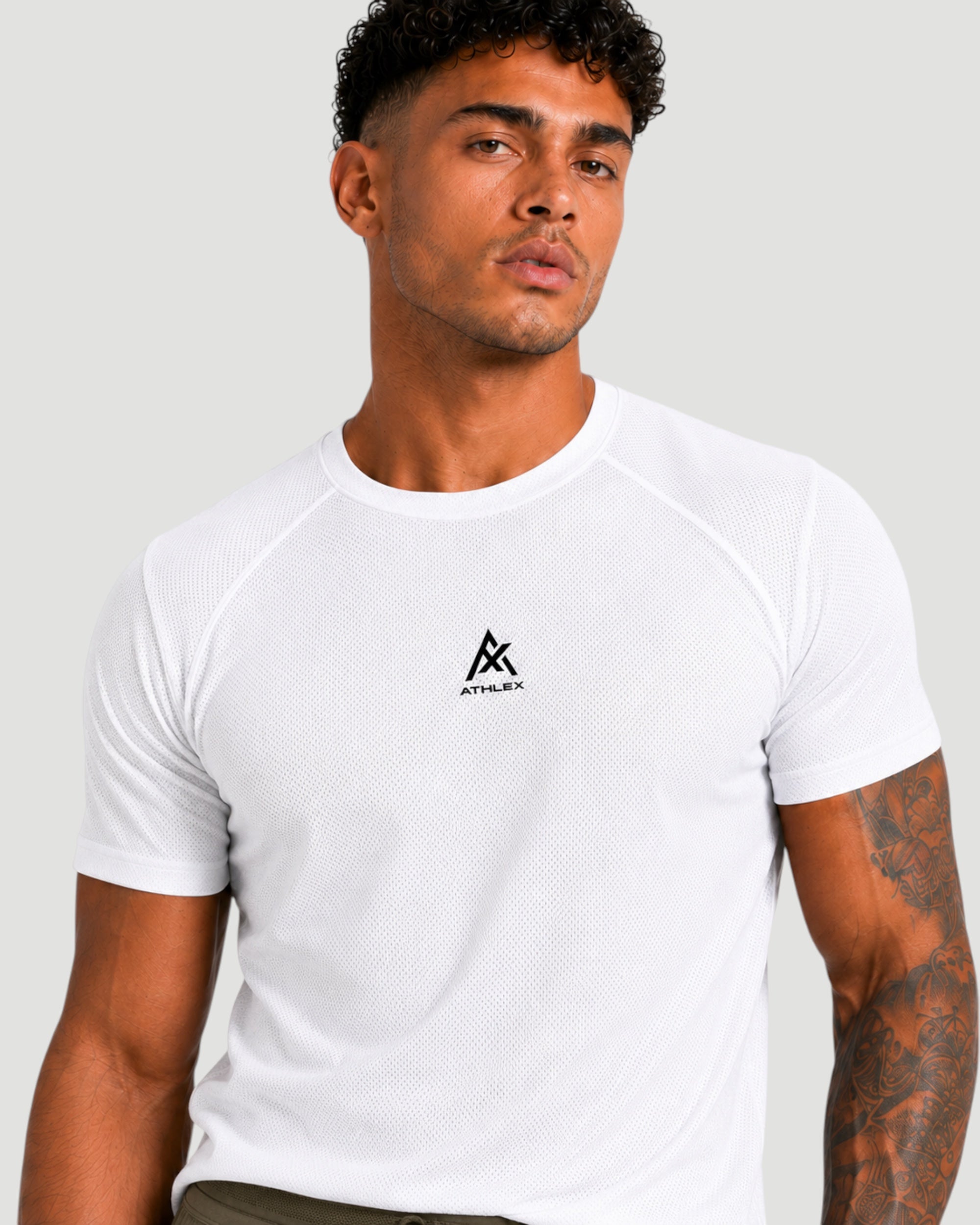Athlex White Dry-Fit Breathable Performance T-Shirt