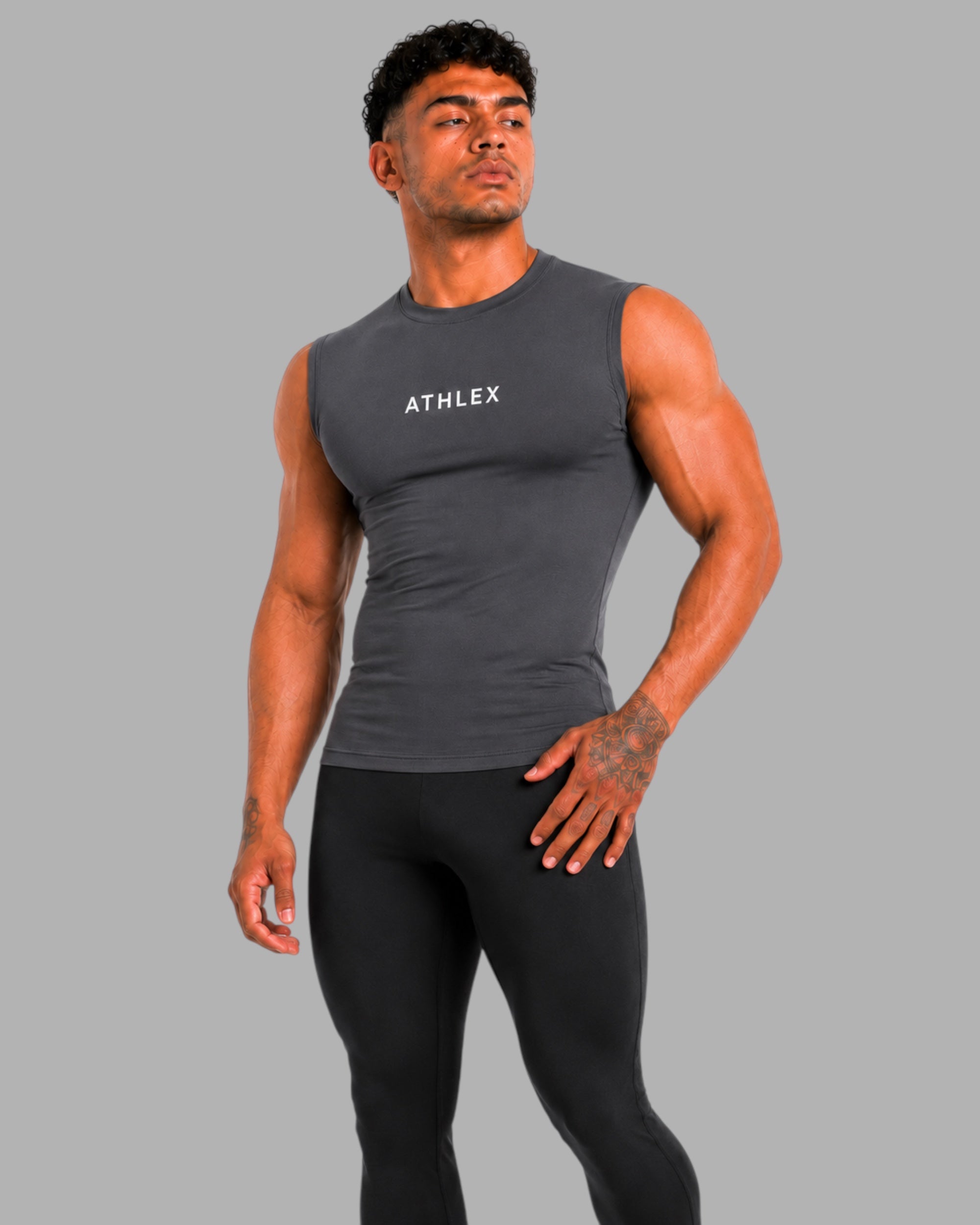 ATHLEX Charcoal Sleeveless Compression Tank