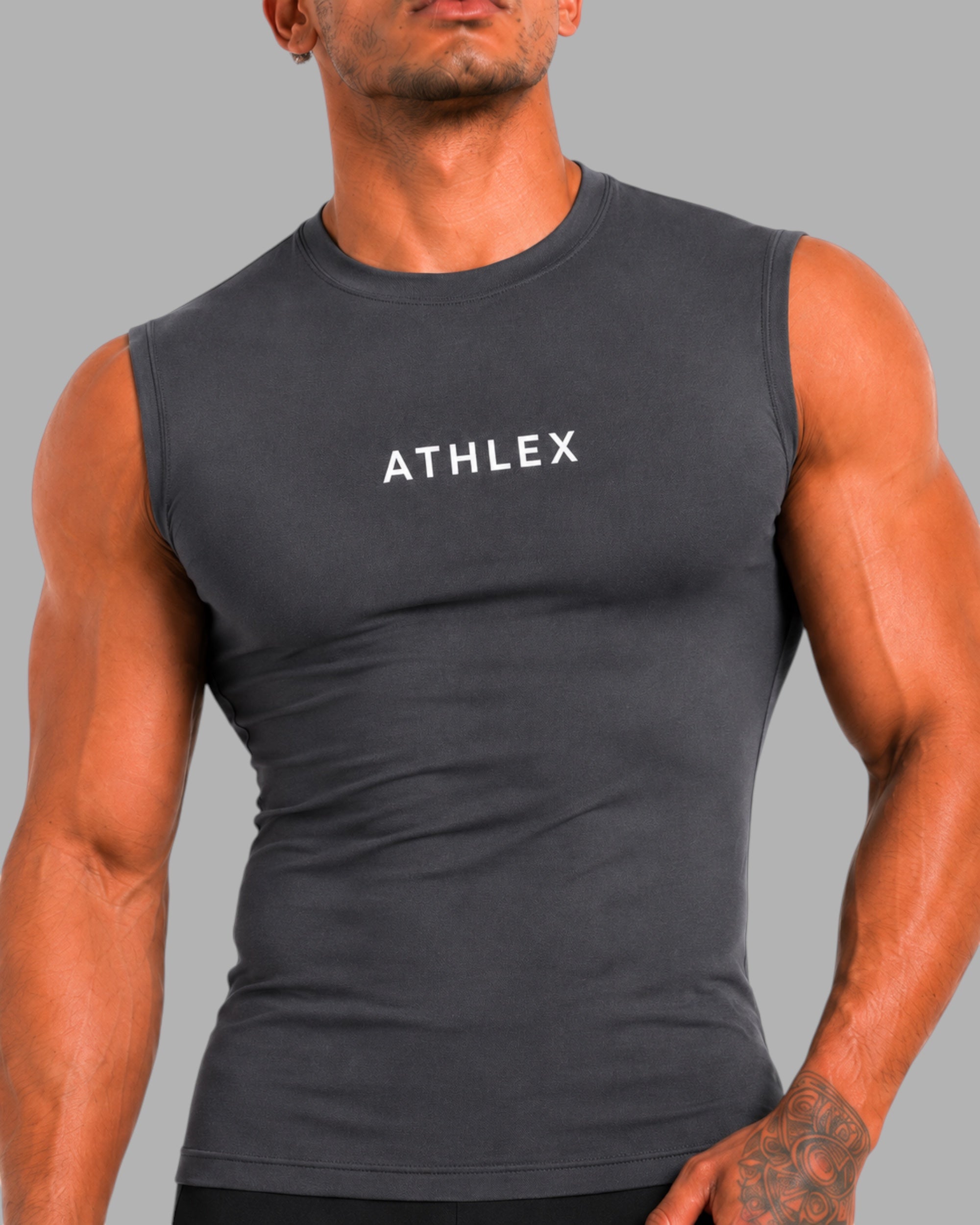 ATHLEX Charcoal Sleeveless Compression Tank