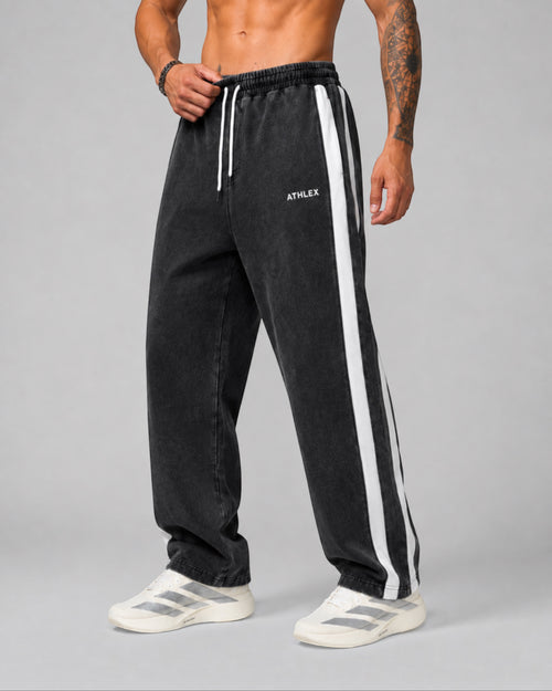 ATHLEX Black Washed Stripe Relaxed Trouser