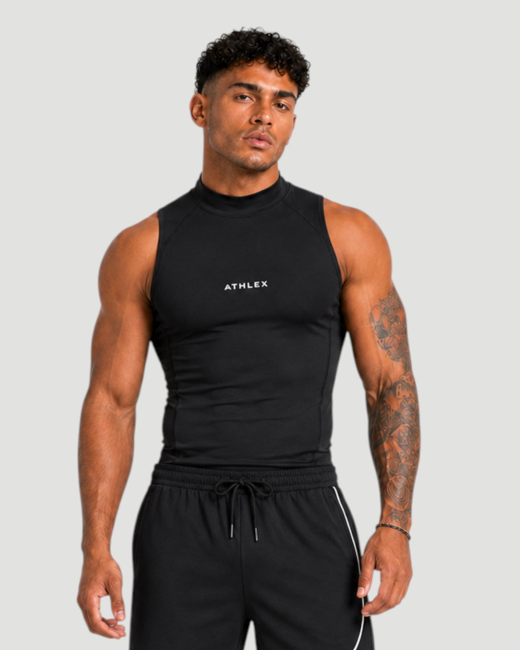 ATHLEX High Neck Compression Sleeveless Shirt - Black