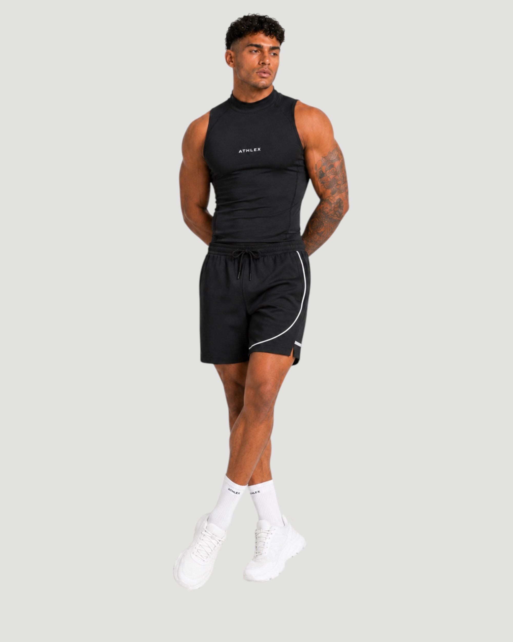 ATHLEX High Neck Compression Sleeveless Shirt - Black