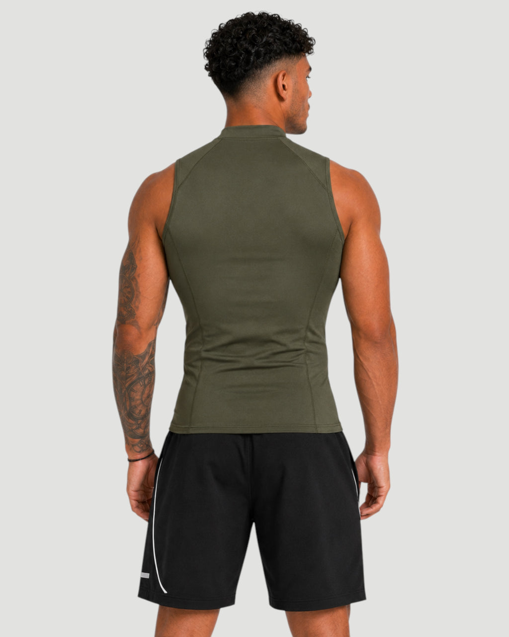 ATHLEX High Neck Compression Sleeveless Shirt - Olive Green