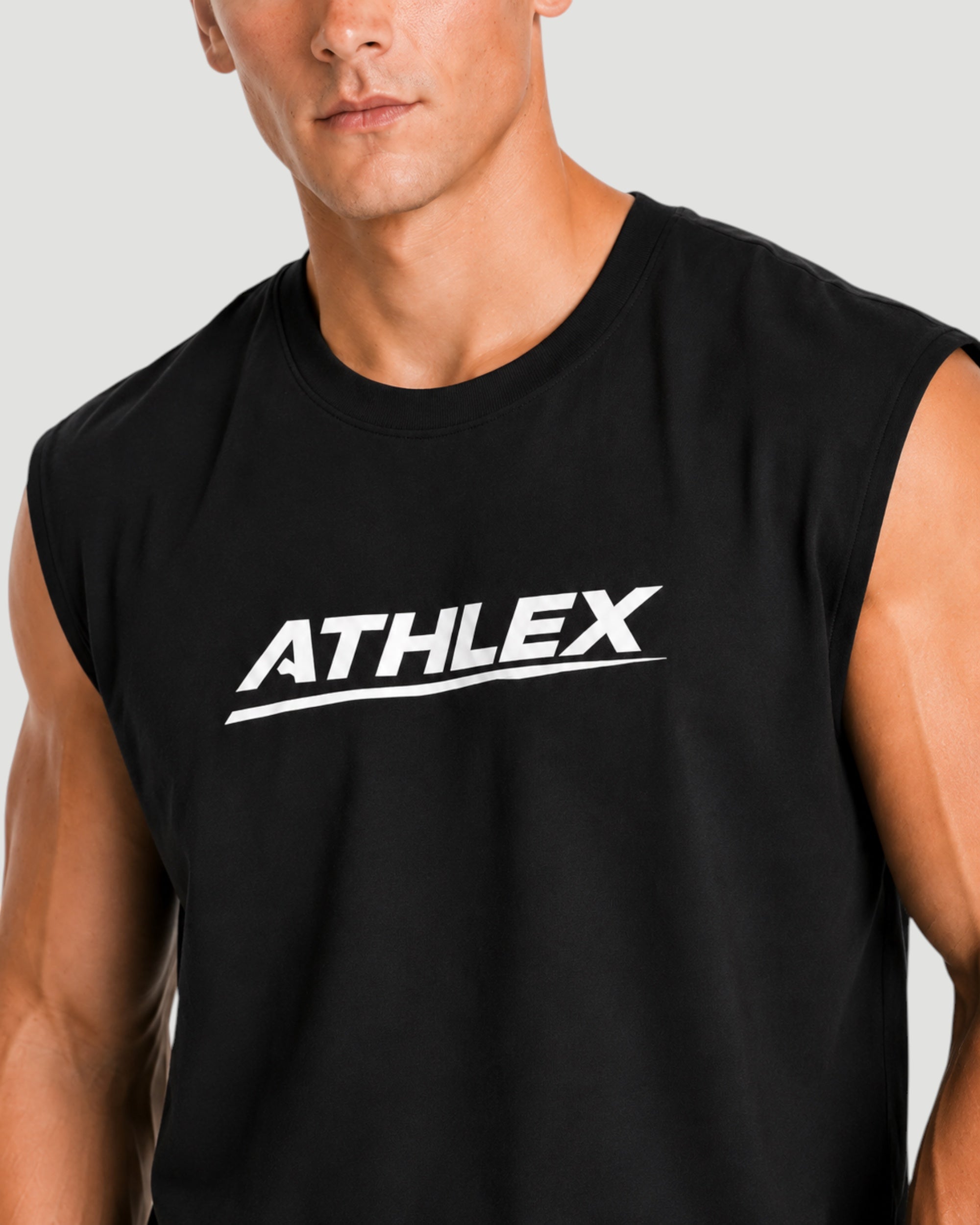 ATHLEX Drop Shoulder Sleeveless Tee - Black