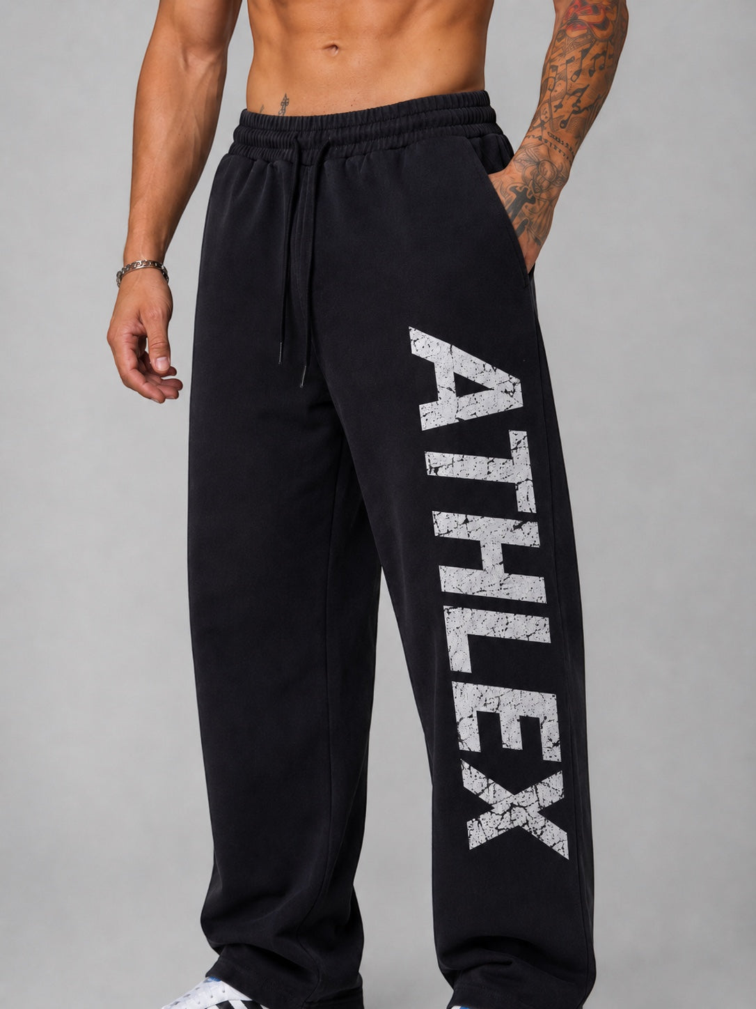 ATHLEX Legacy Wide-Leg Cotton Sweatpants – Black