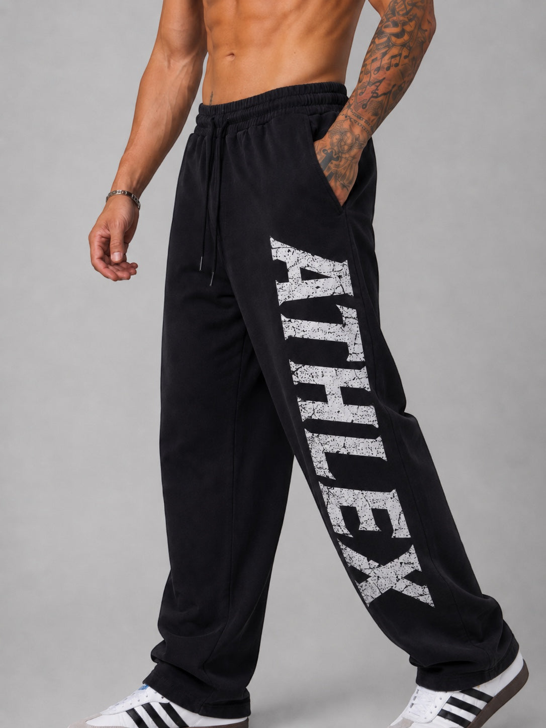 ATHLEX Legacy Wide-Leg Cotton Sweatpants – Black