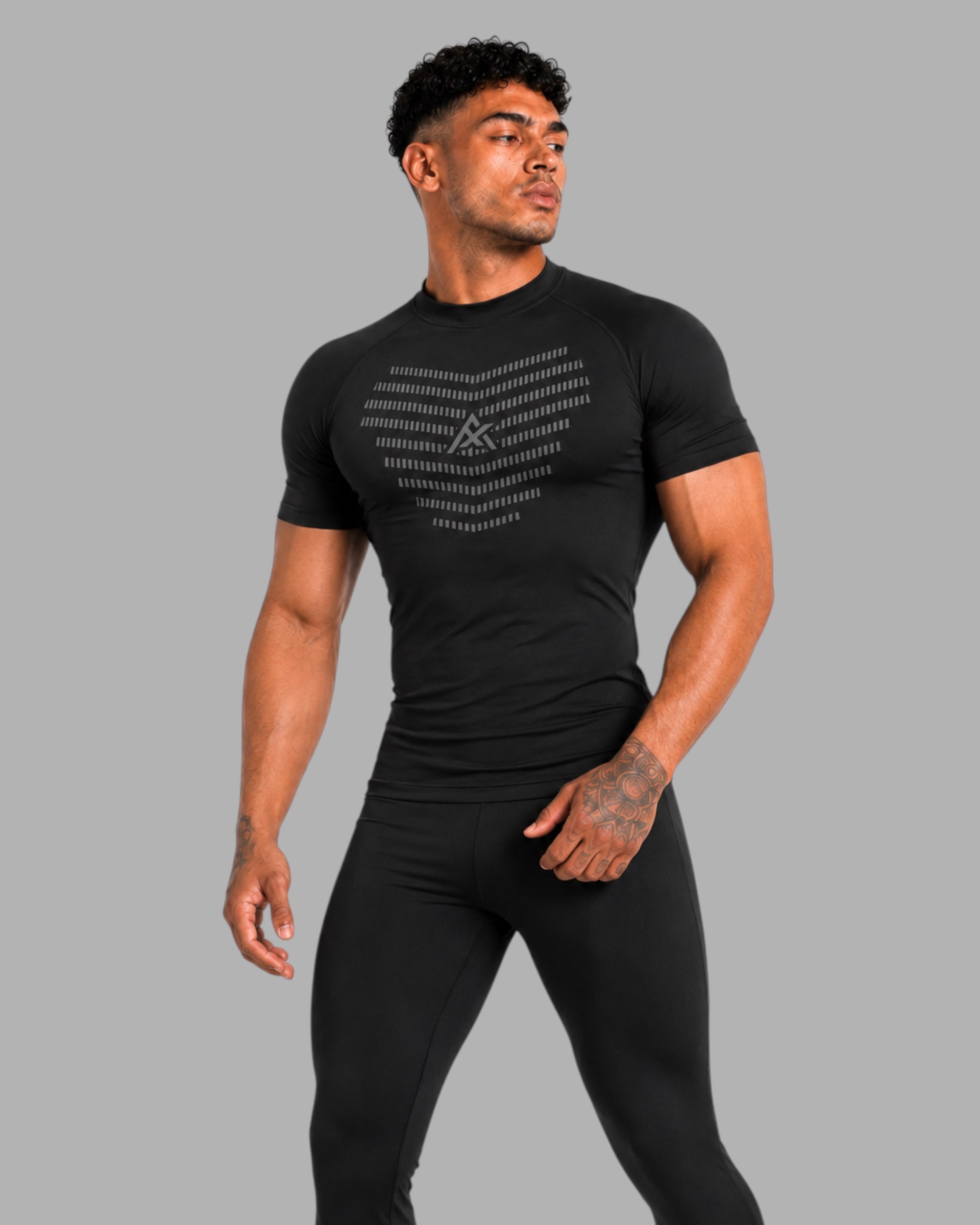ATHLEX Black Geo Compression Shirt