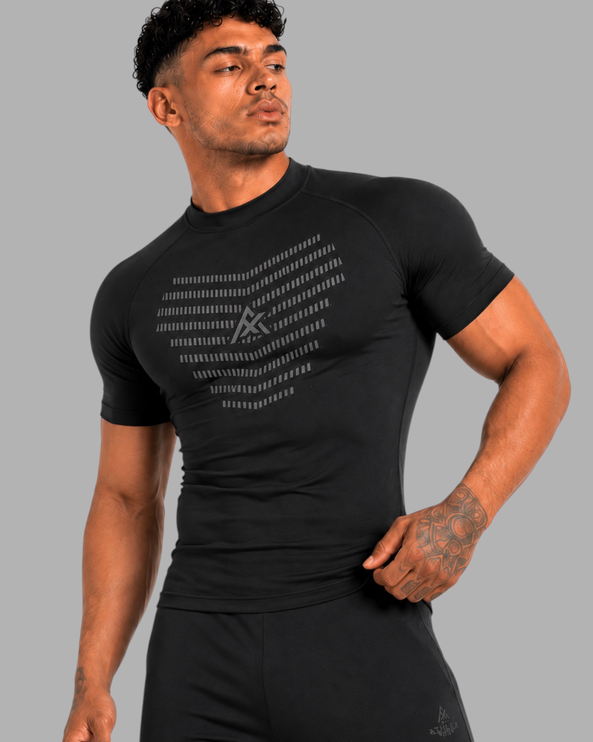 ATHLEX Black Geo Compression Shirt