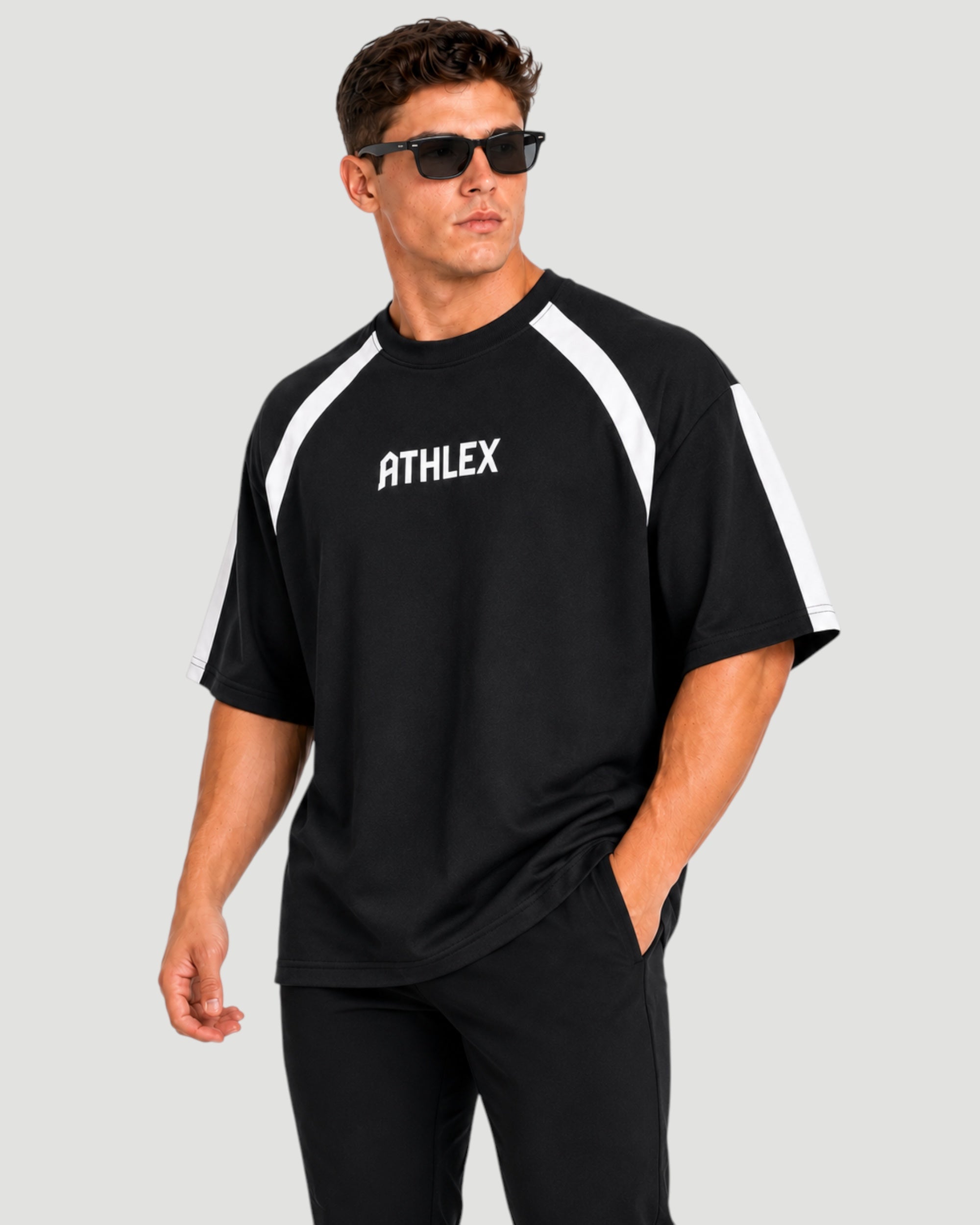 ATHLEX Men’s Black Oversized Performance T-Shirt