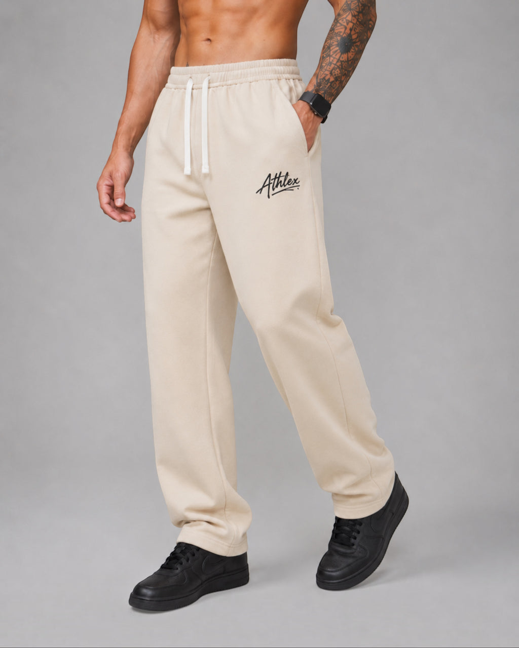 ATHLEX Signature Relaxed Sweatpants – Cream