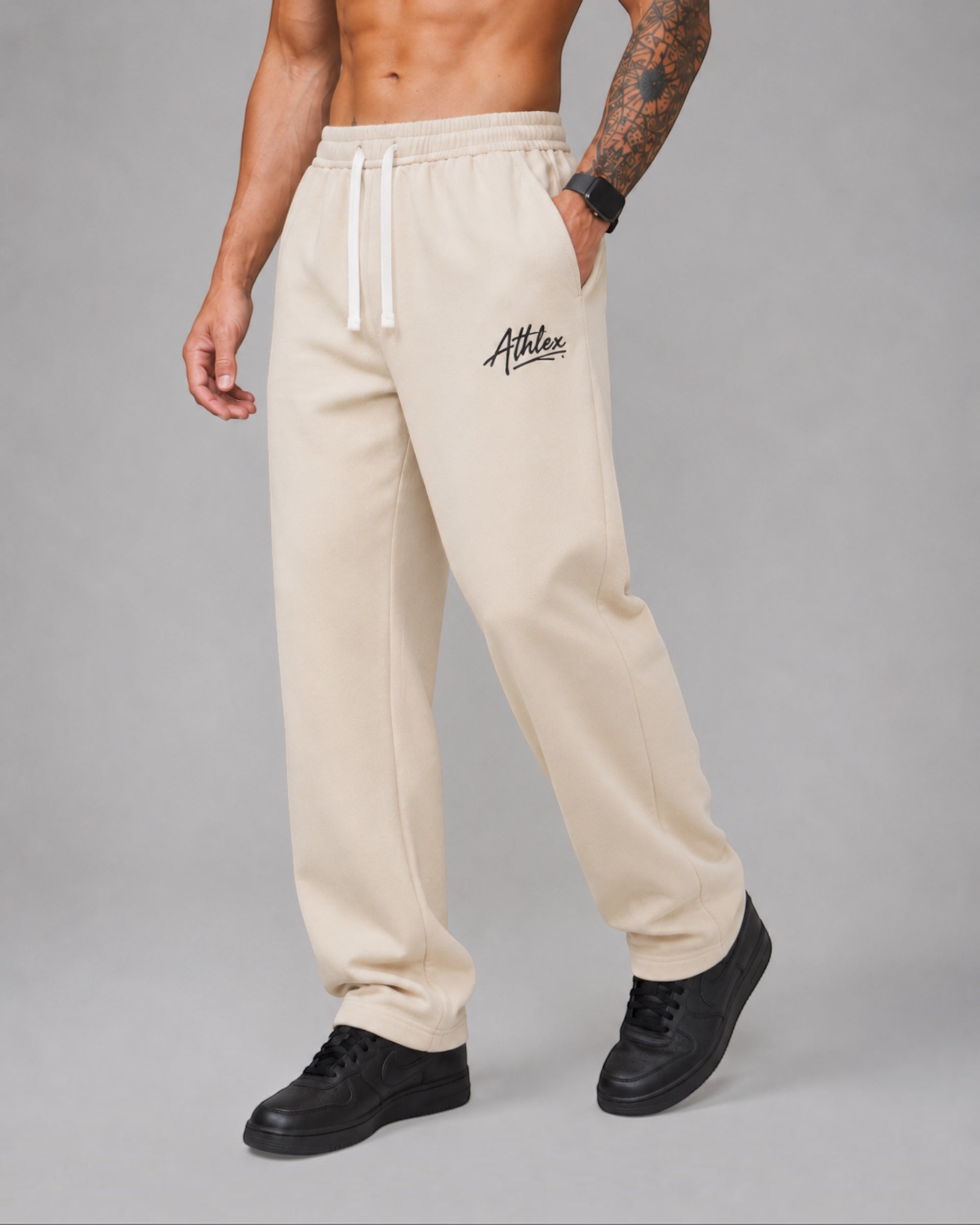 ATHLEX Signature Relaxed Sweatpants – Cream