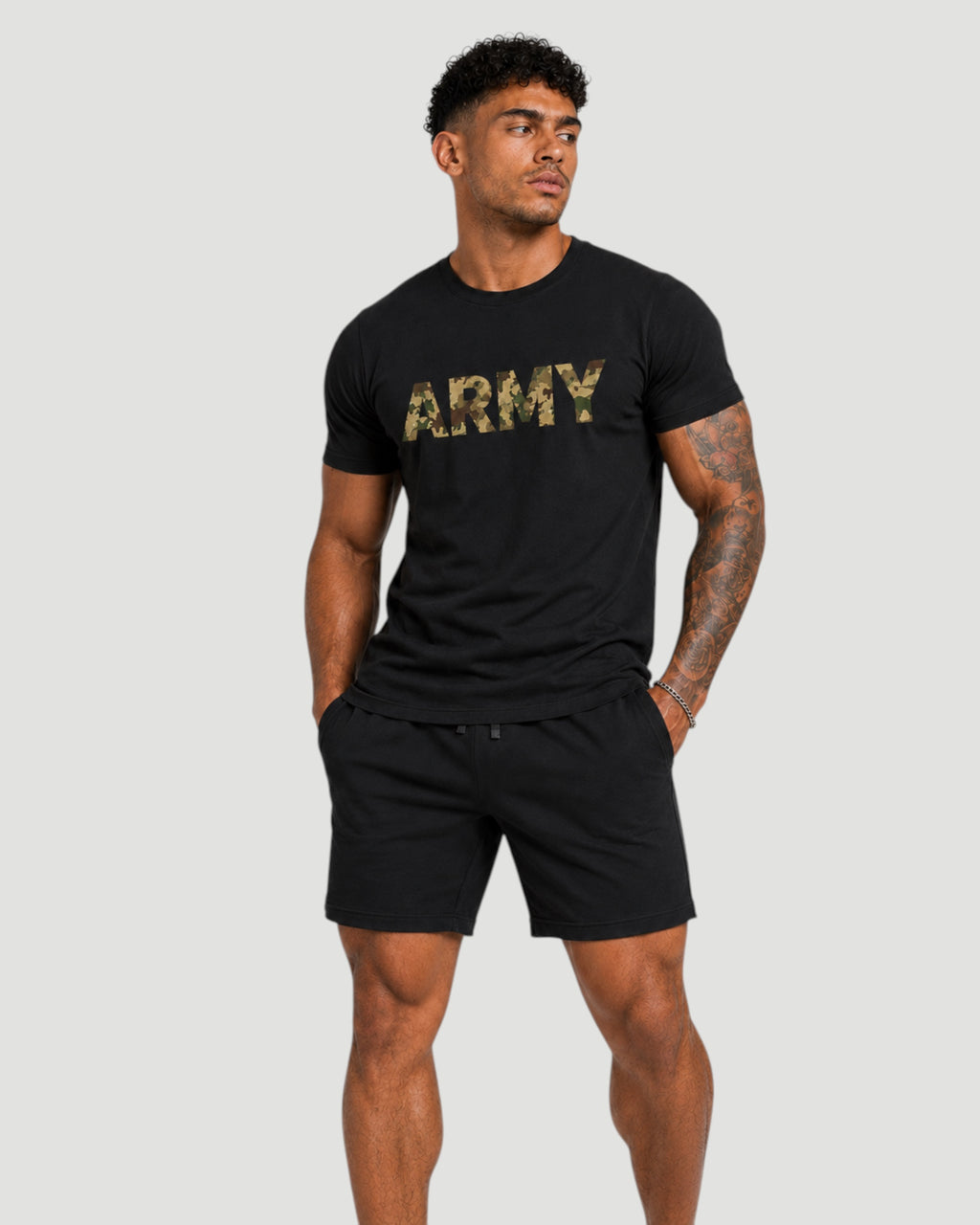 ATHLEX Army Camo Cotton Tee – Black