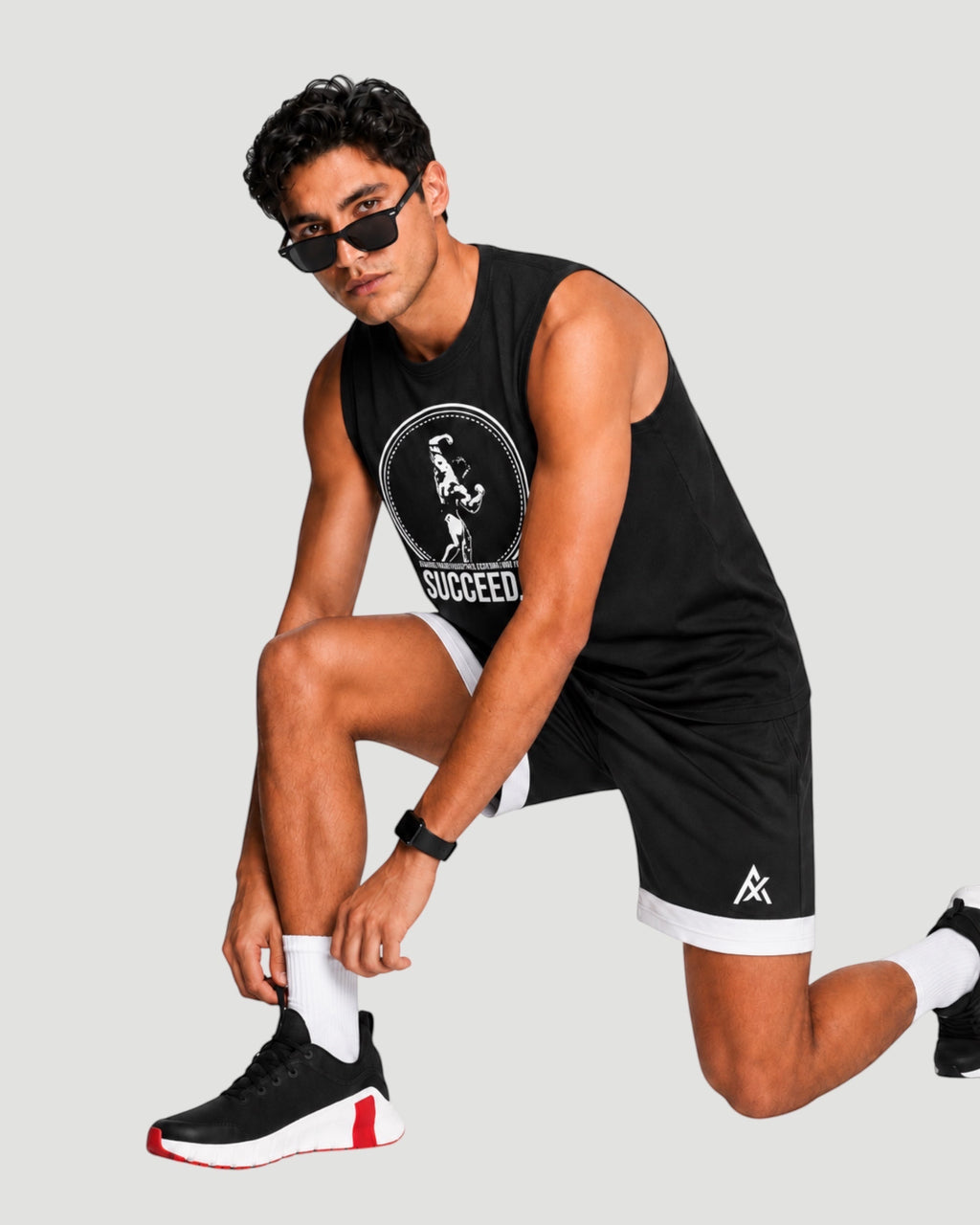 ATHLEX Core Training Shorts - Black/White