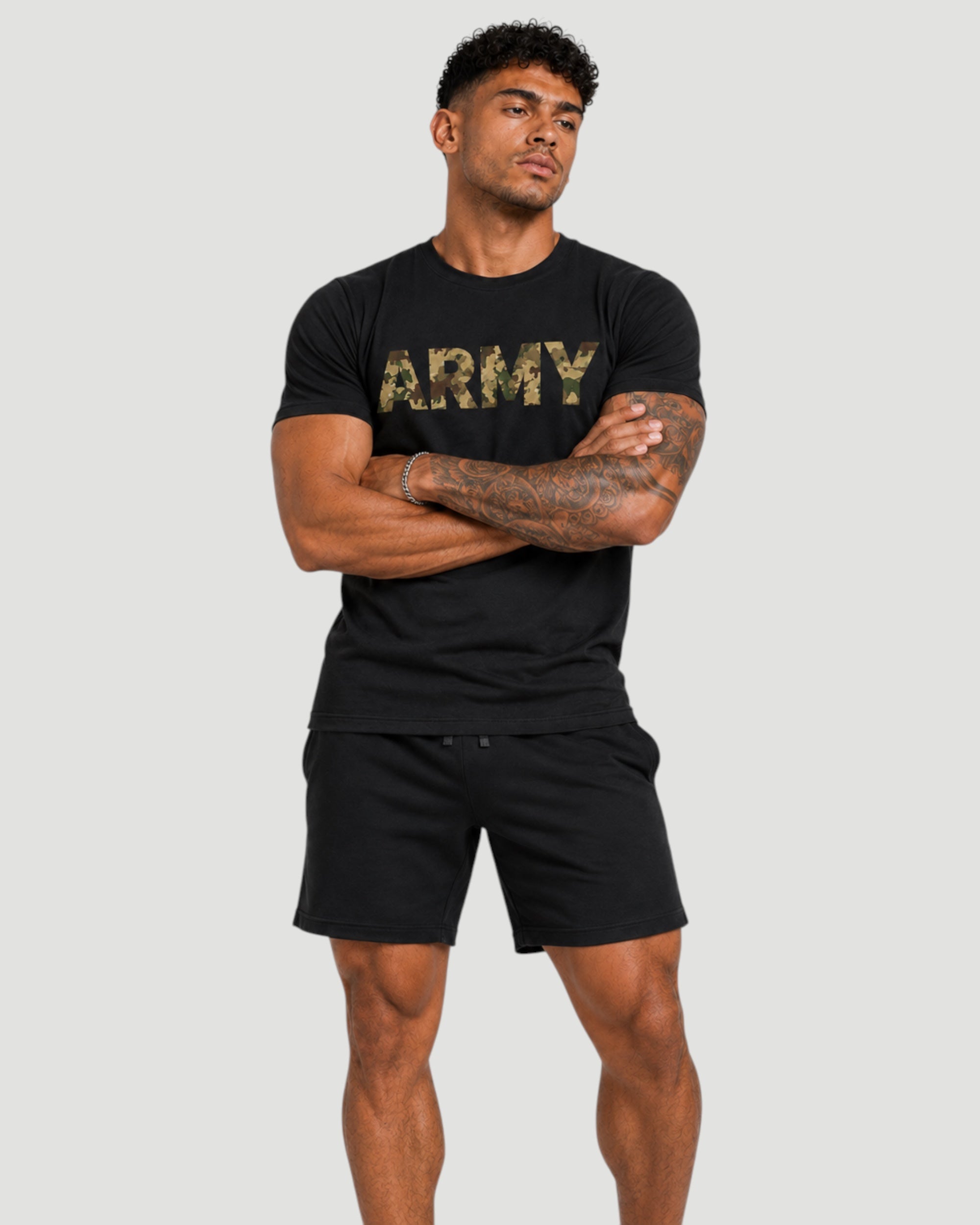 ATHLEX Army Camo Cotton Tee – Black