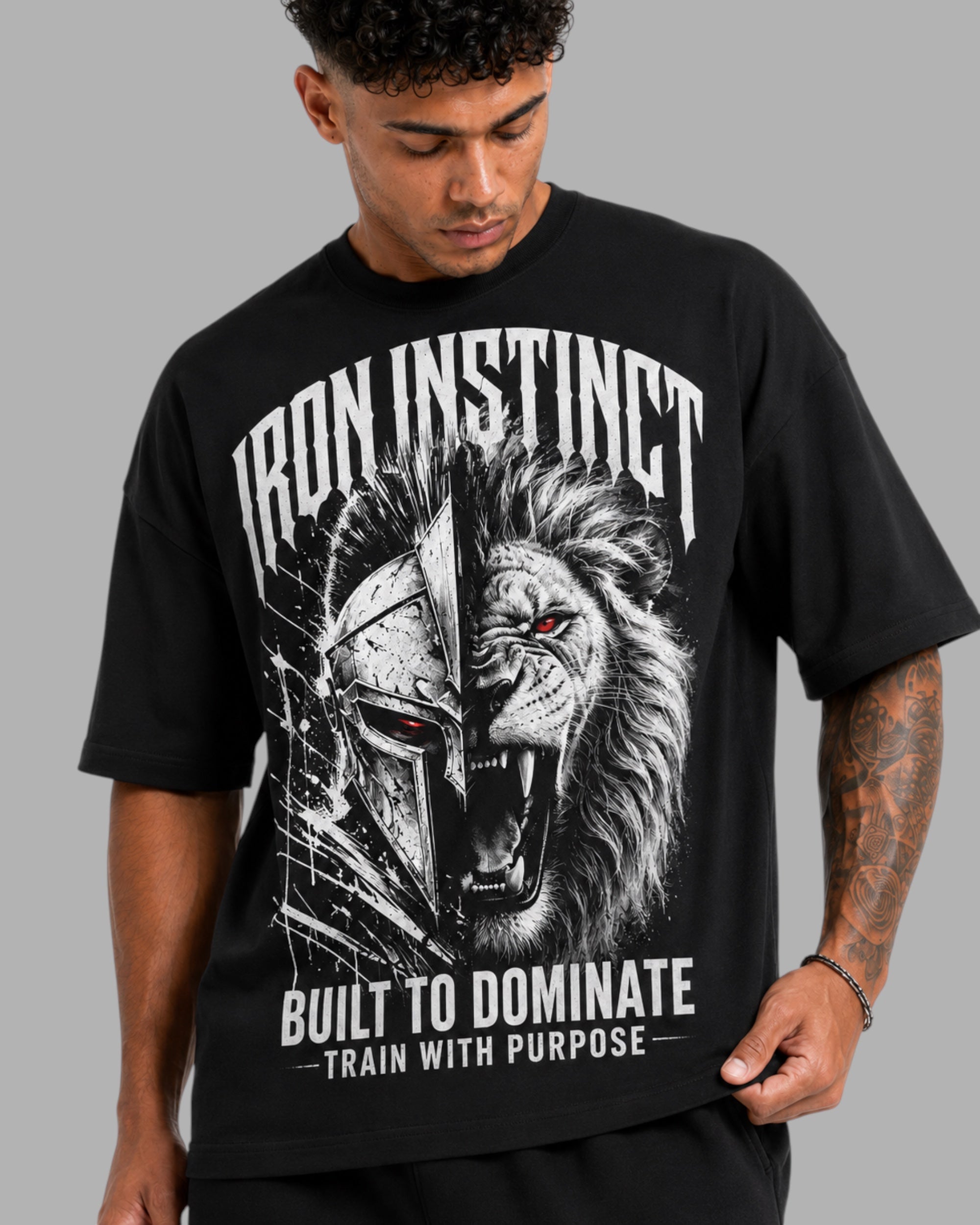 Athlex Iron Instinct Oversized Graphic T-Shirt – Black
