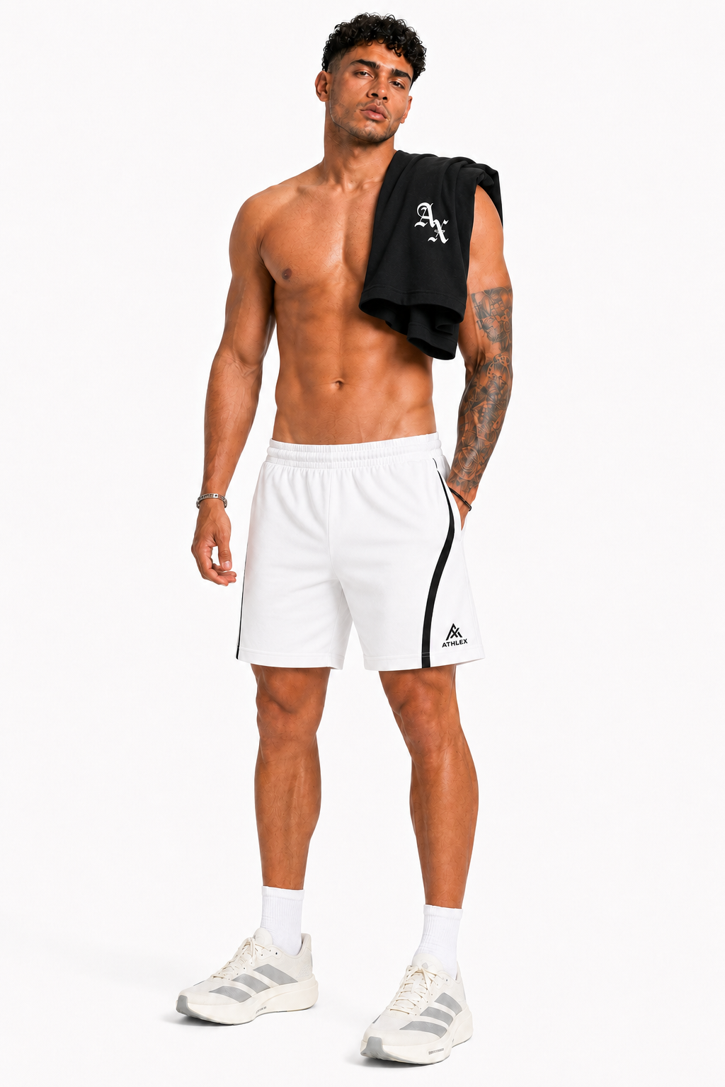 ATHLEX VelocityLine Quick-Dry Training Shorts – White & Black