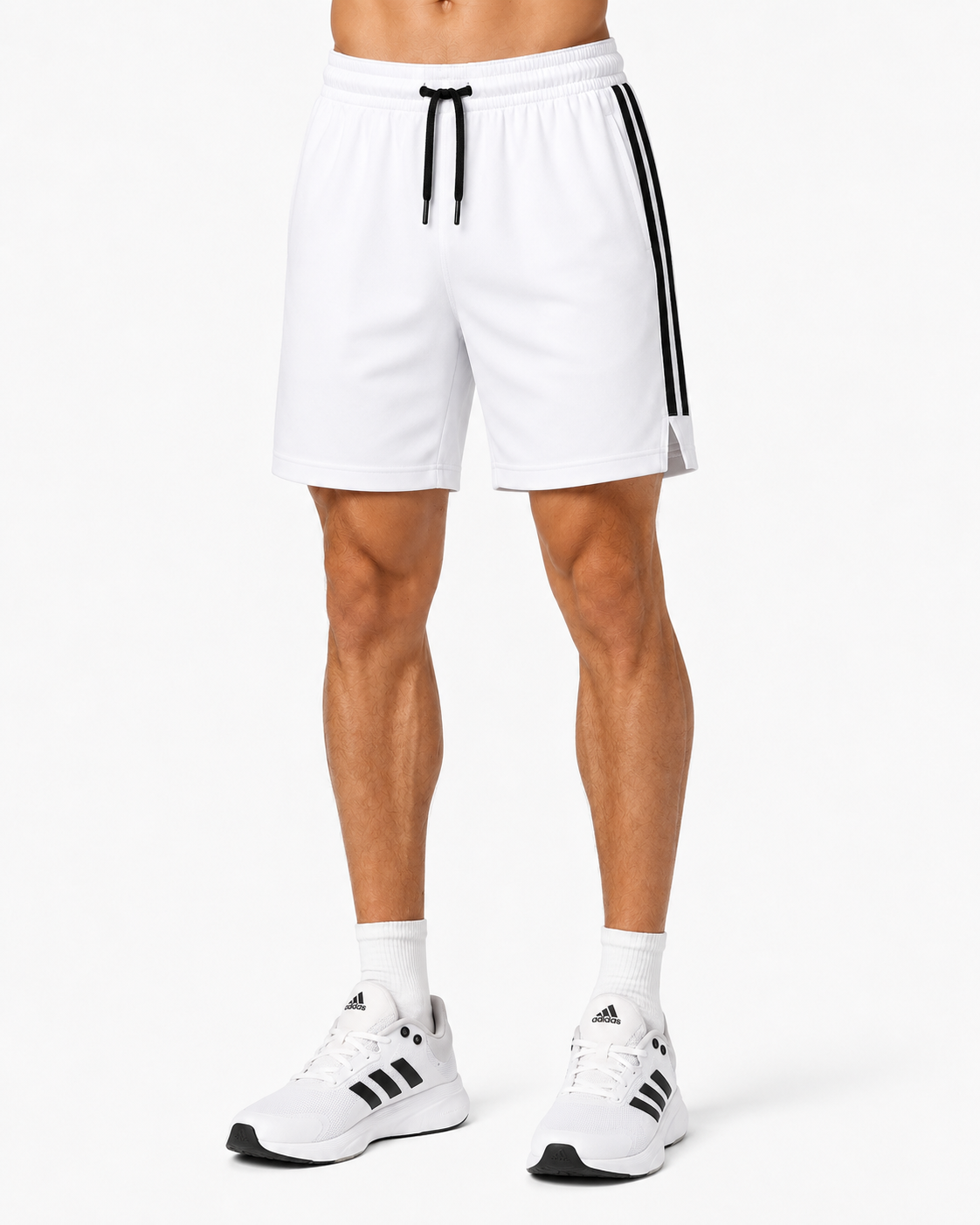 ATHLEX DualStripe Performance Training Shorts – Arctic White