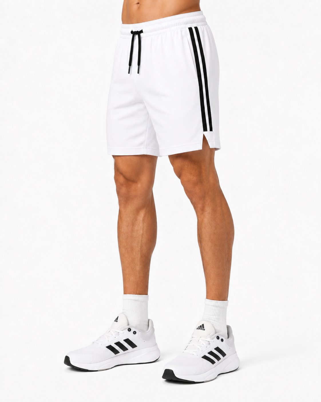 ATHLEX DualStripe Performance Training Shorts – Arctic White