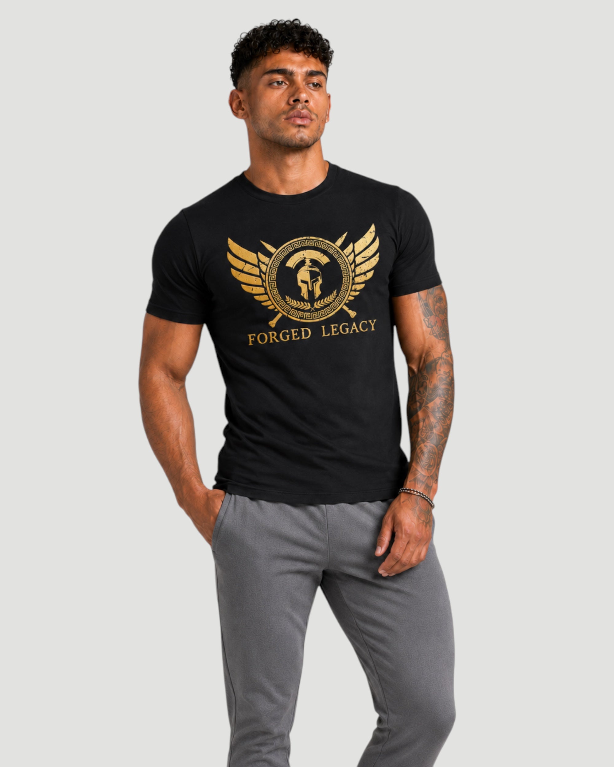 ATHLEX Forged Legacy Cotton Tee – Black & Gold