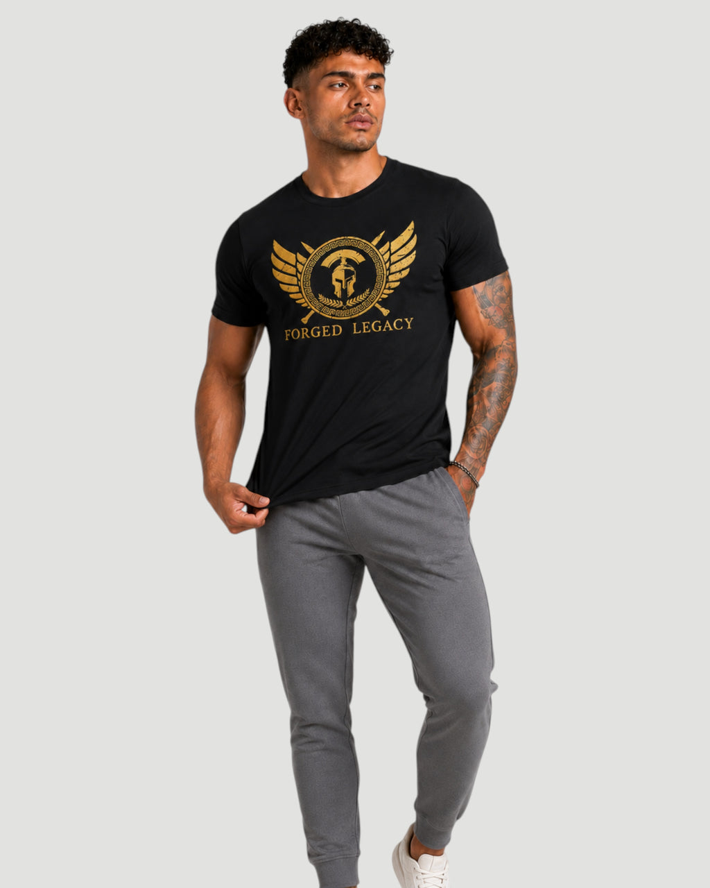 ATHLEX Forged Legacy Cotton Tee – Black & Gold
