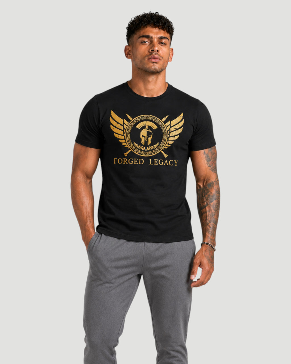 ATHLEX Forged Legacy Cotton Tee – Black & Gold