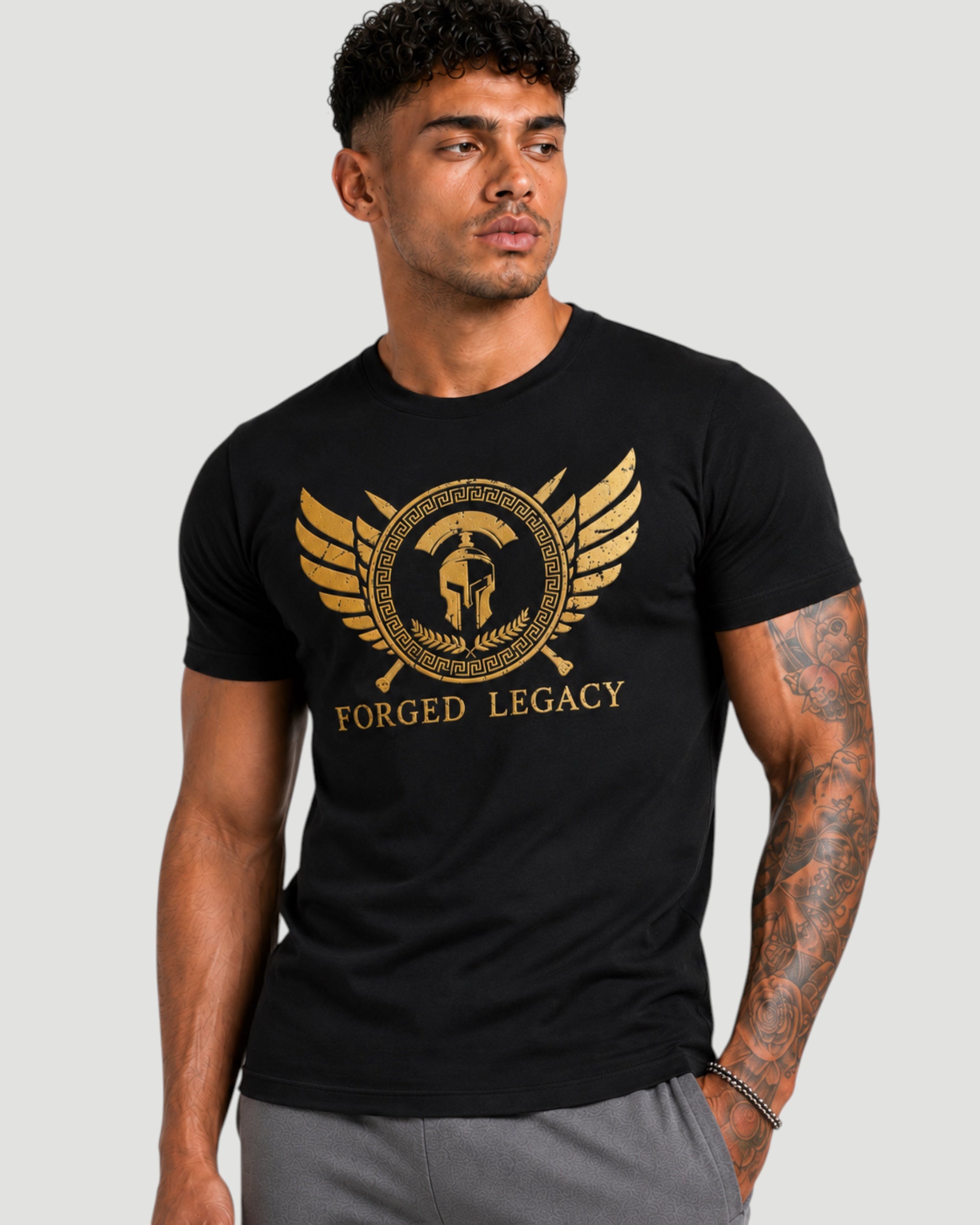 ATHLEX Forged Legacy Cotton Tee – Black & Gold