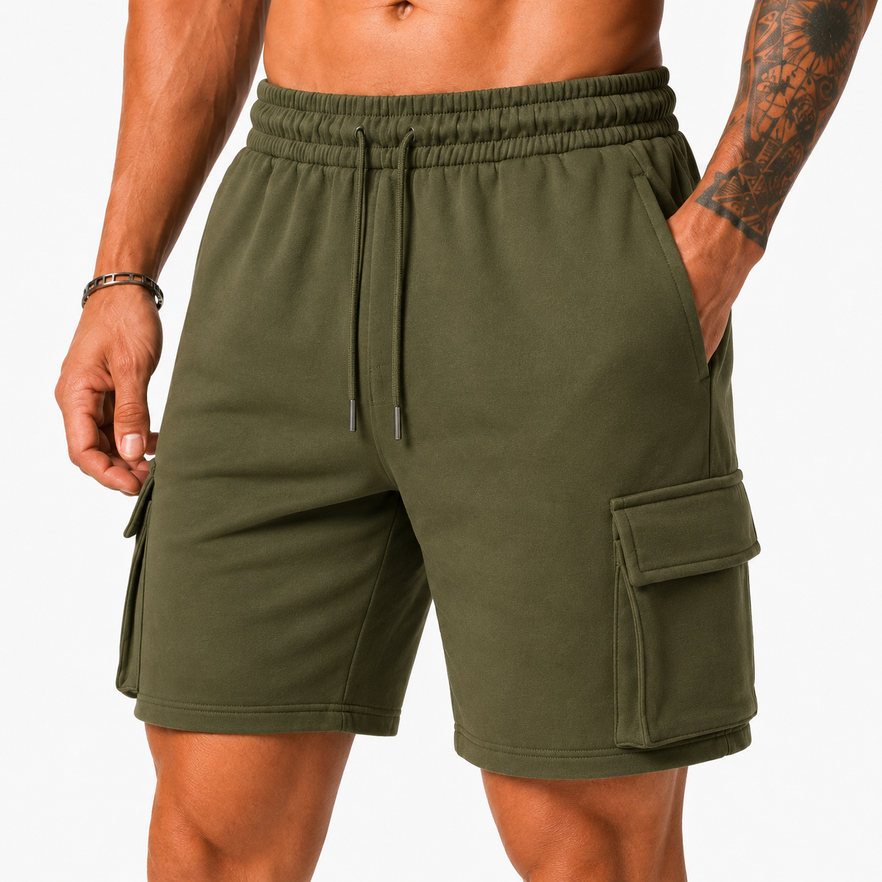 ATHLEX UtilityFlex Cargo Training Shorts – Olive Green