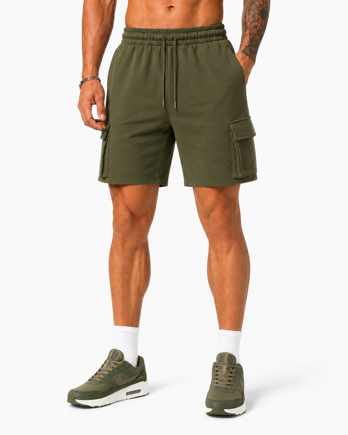 ATHLEX UtilityFlex Cargo Training Shorts – Olive Green