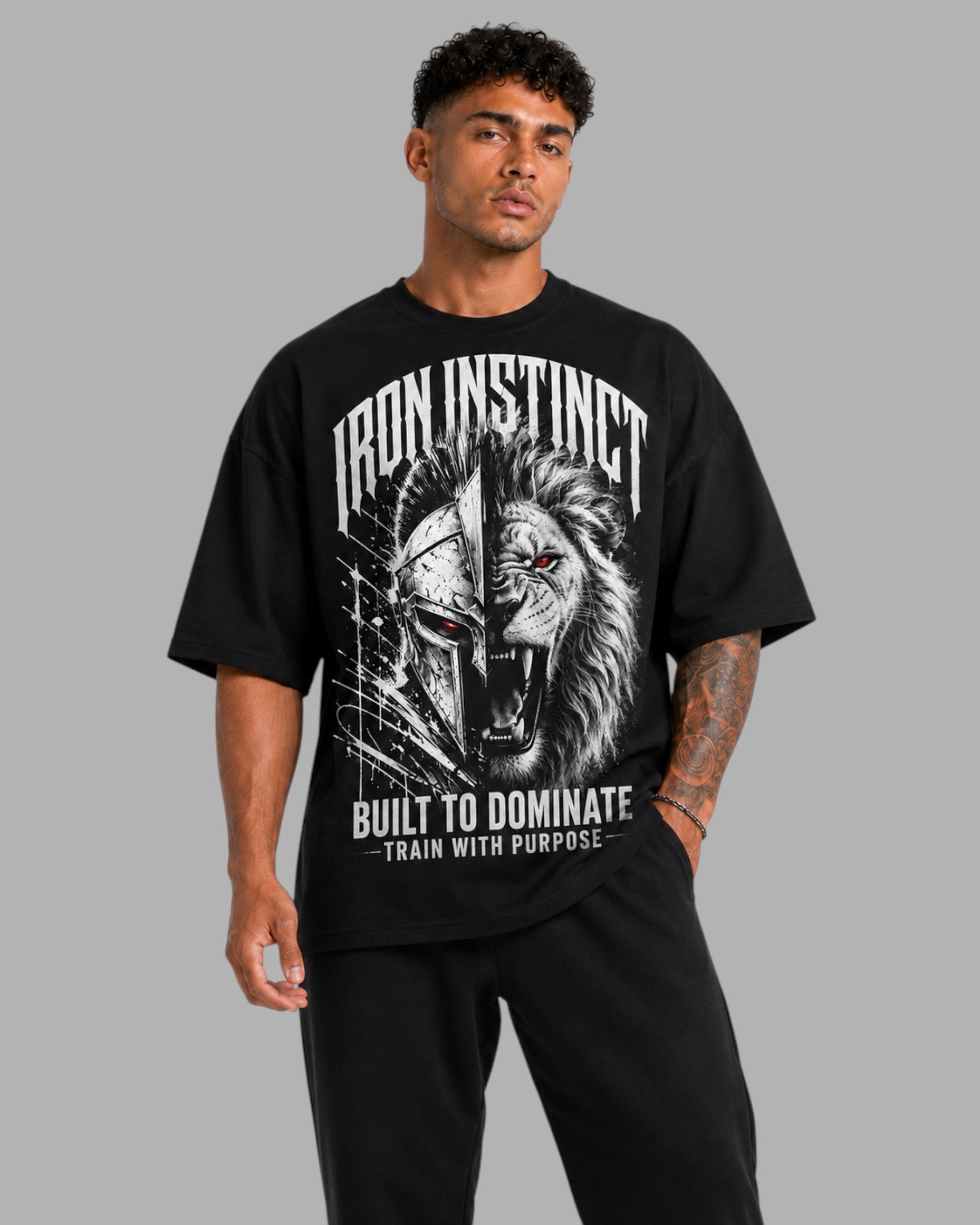 Athlex Iron Instinct Oversized Graphic T-Shirt – Black