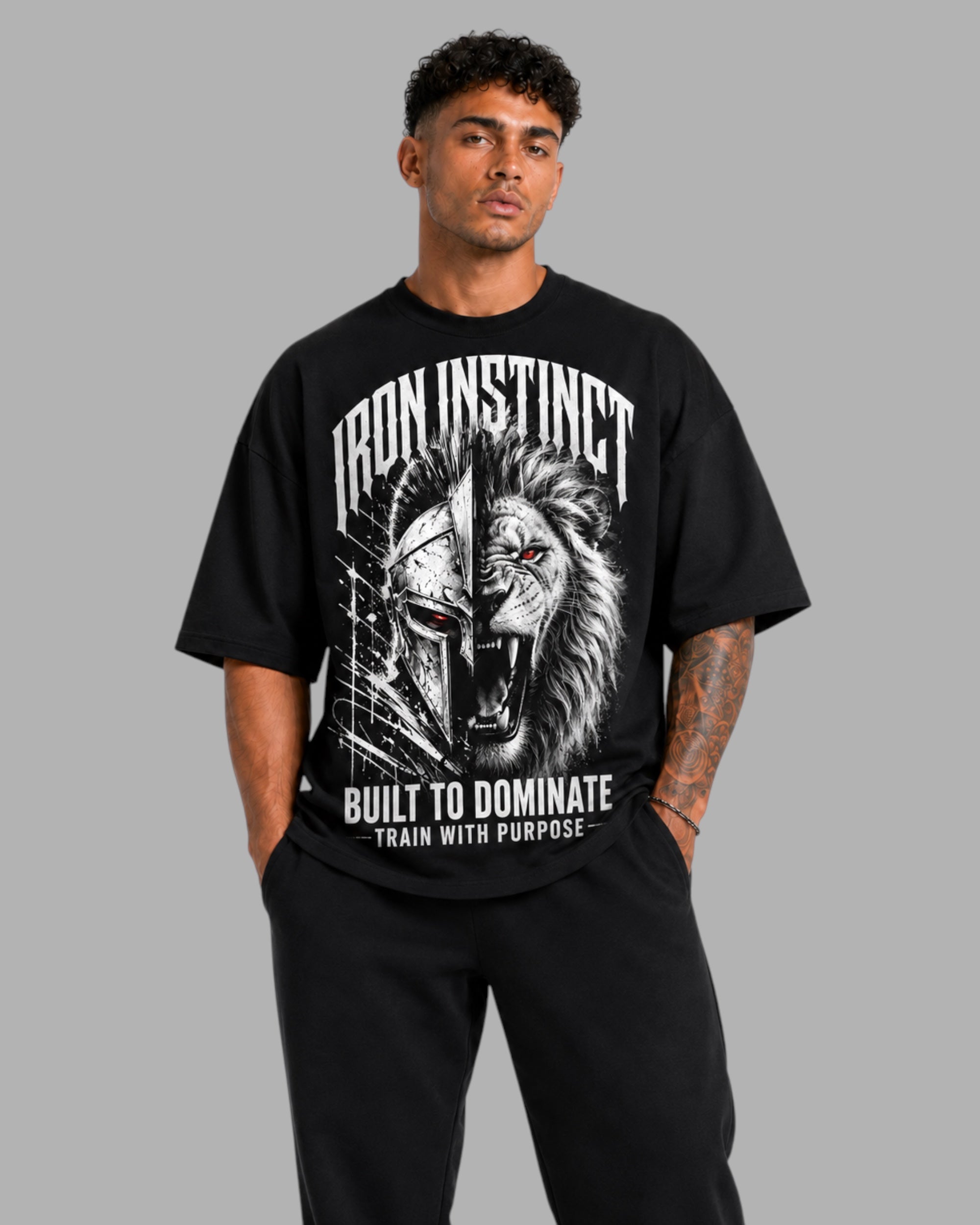 Athlex Iron Instinct Oversized Graphic T-Shirt – Black