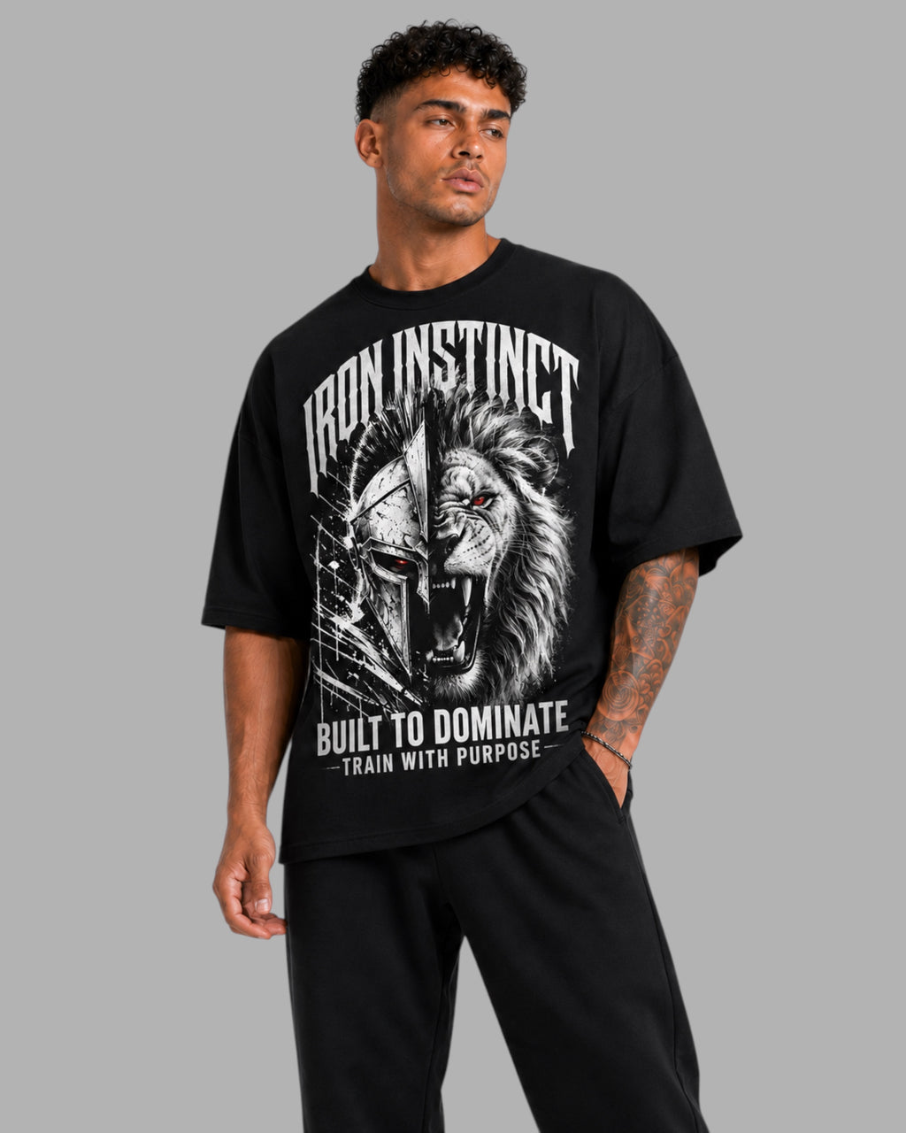 Athlex Iron Instinct Oversized Graphic T-Shirt – Black