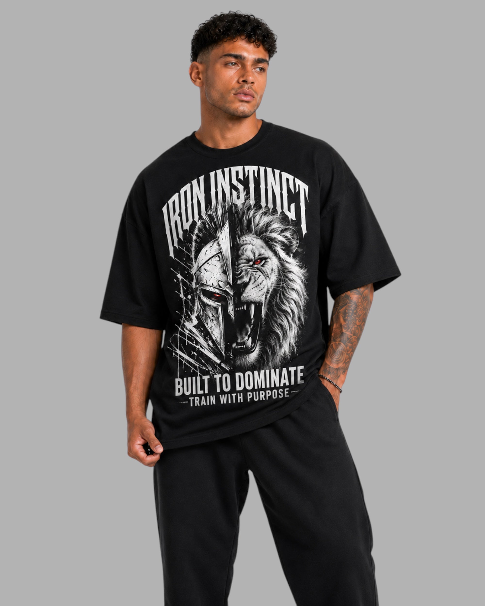 Athlex Iron Instinct Oversized Graphic T-Shirt – Black