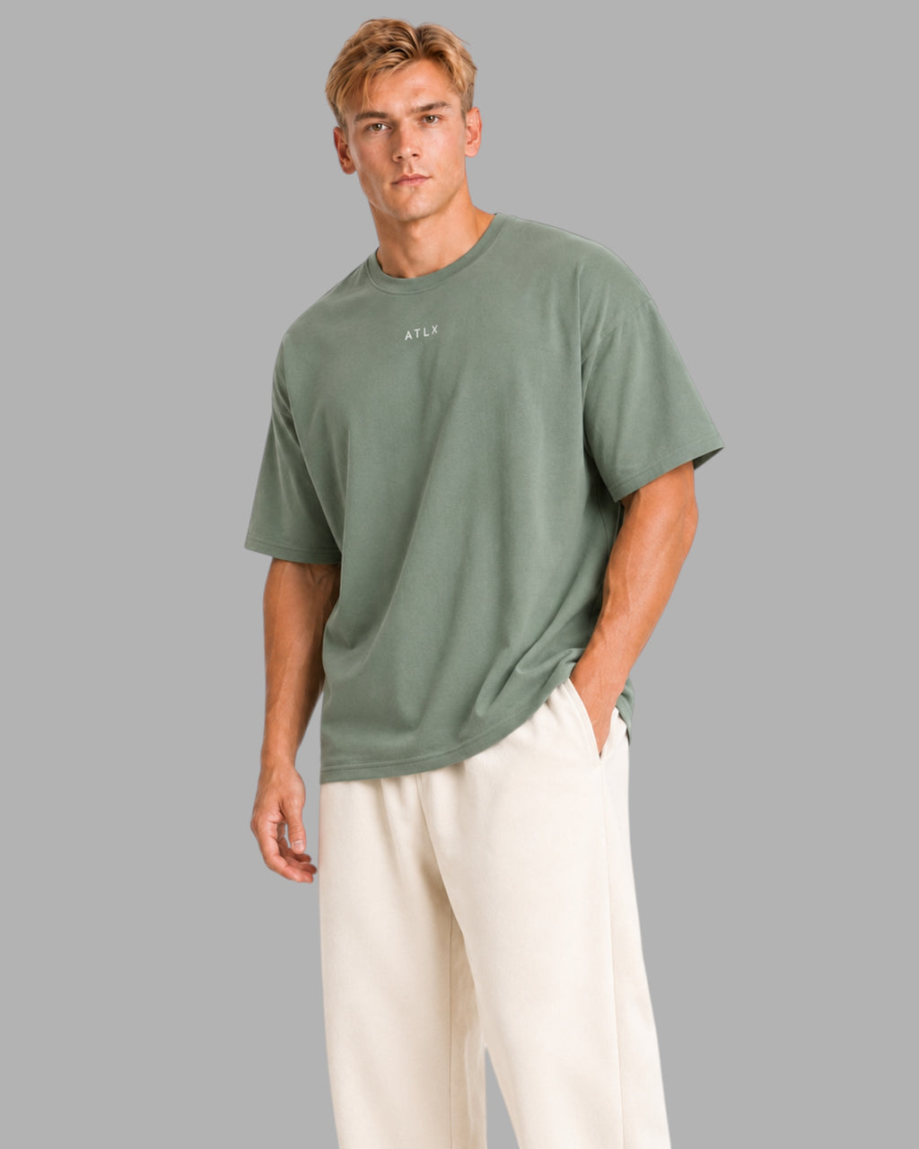 Athlex Unstoppable Oversized Graphic T-Shirt – Sage Green