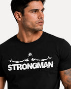 My Store ATHLEX men's black cotton graphic tee featuring a white Strongman print worn by a muscular model
