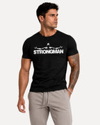 My Store ATHLEX men's black cotton graphic tee featuring a white Strongman print worn by a muscular model
