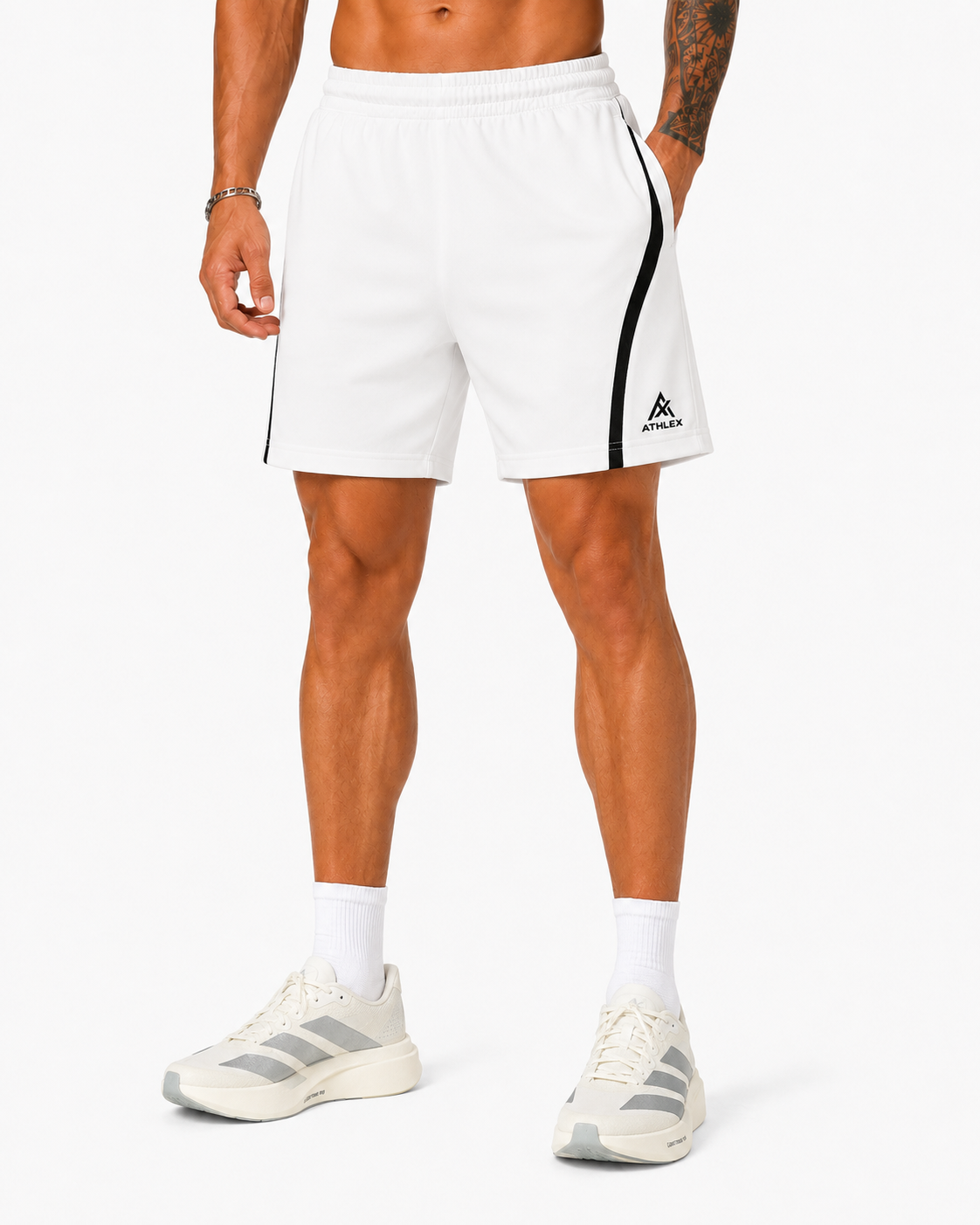 ATHLEX VelocityLine Quick-Dry Training Shorts – White & Black