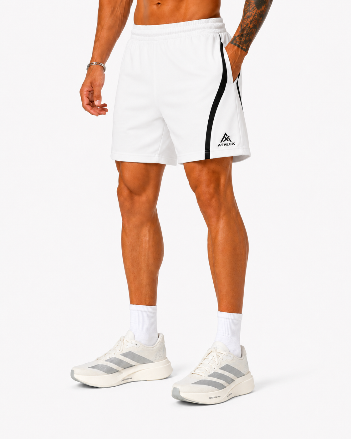 ATHLEX VelocityLine Quick-Dry Training Shorts – White & Black