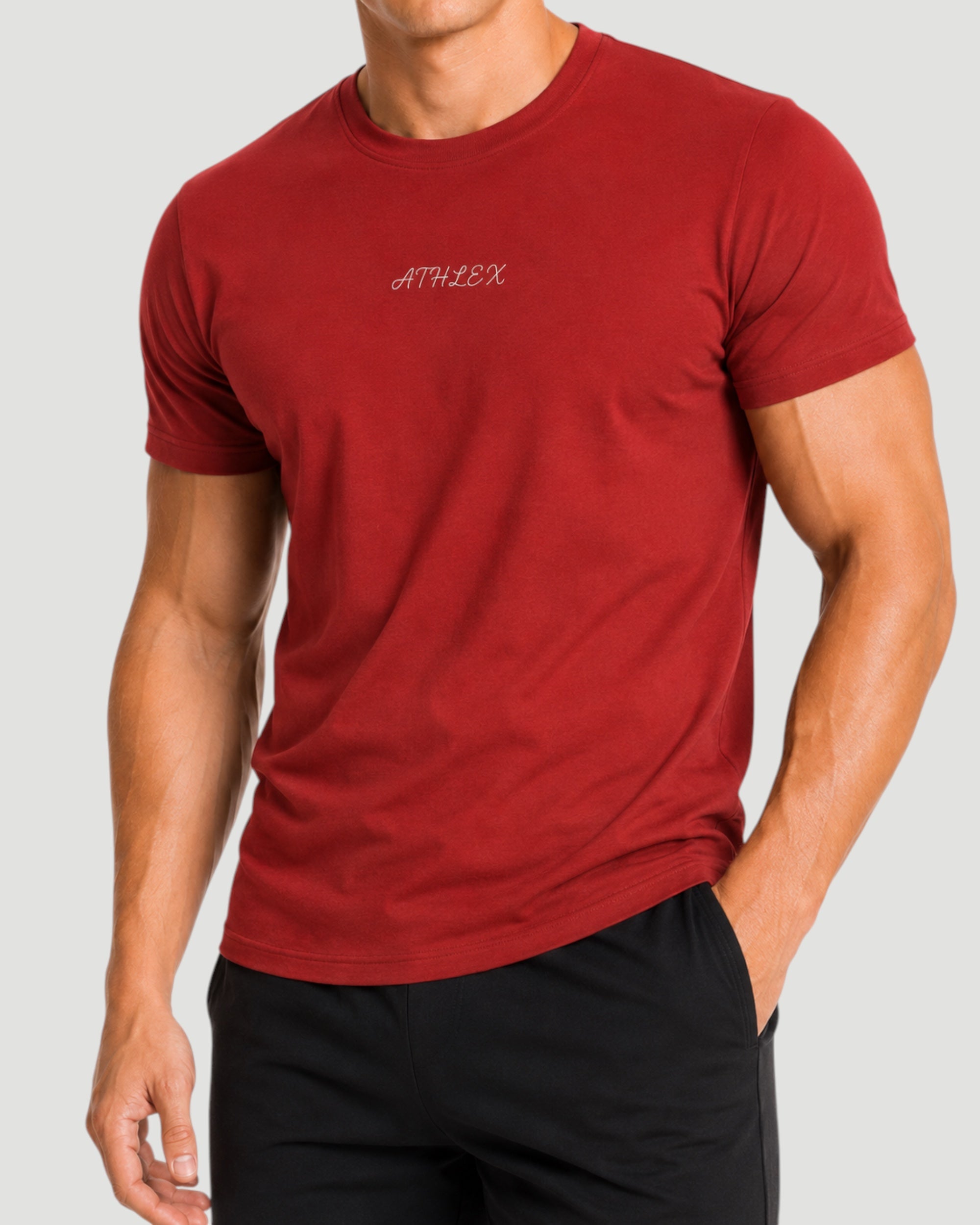 ATHLEX Men’s Maroon Cotton T-Shirt