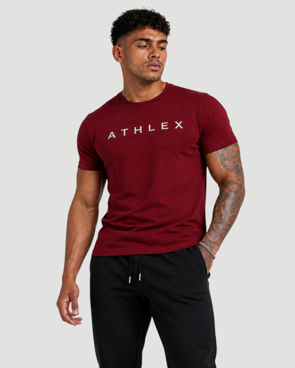 ATHLEX Men’s Burgundy Logo Cotton T-Shirt