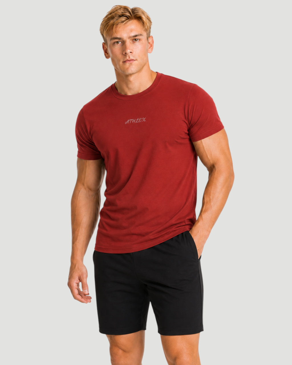 ATHLEX Men’s Maroon Cotton T-Shirt