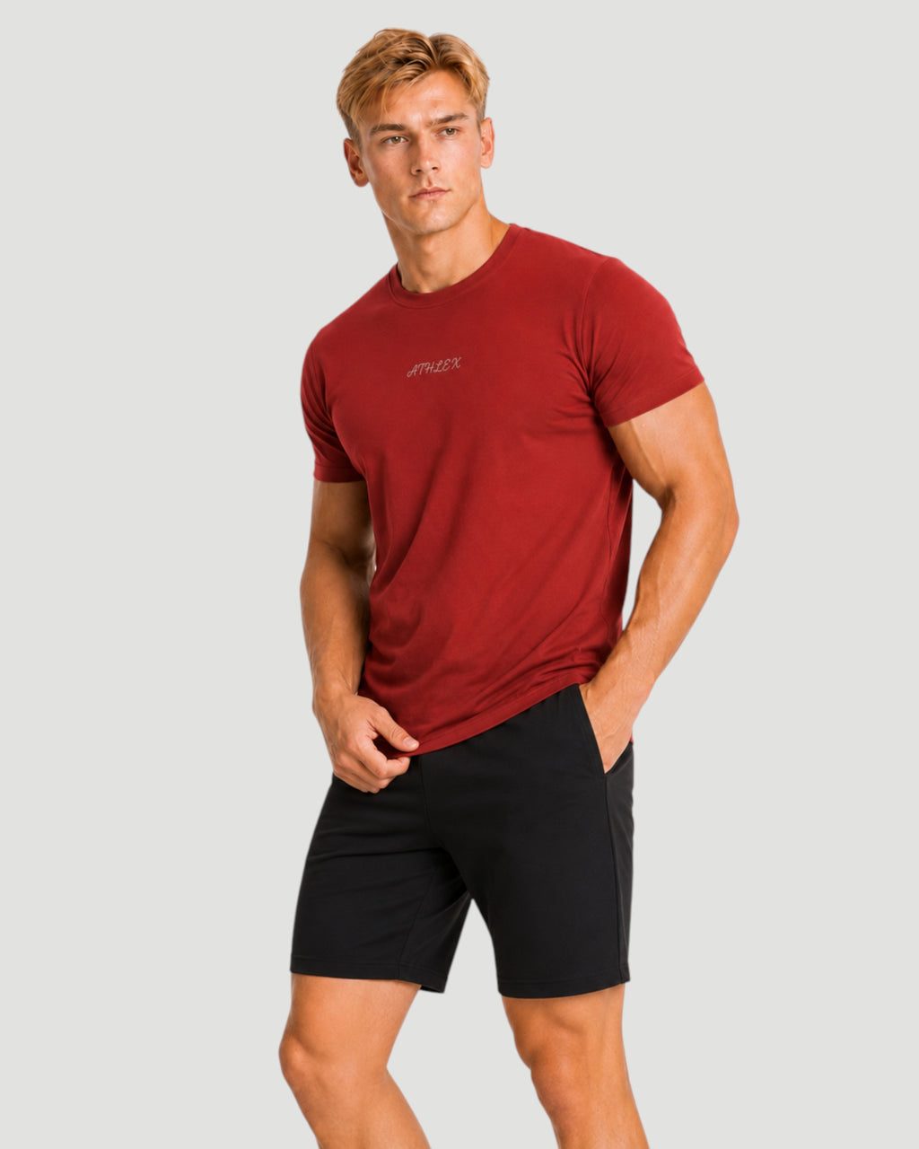 ATHLEX Men’s Maroon Cotton T-Shirt
