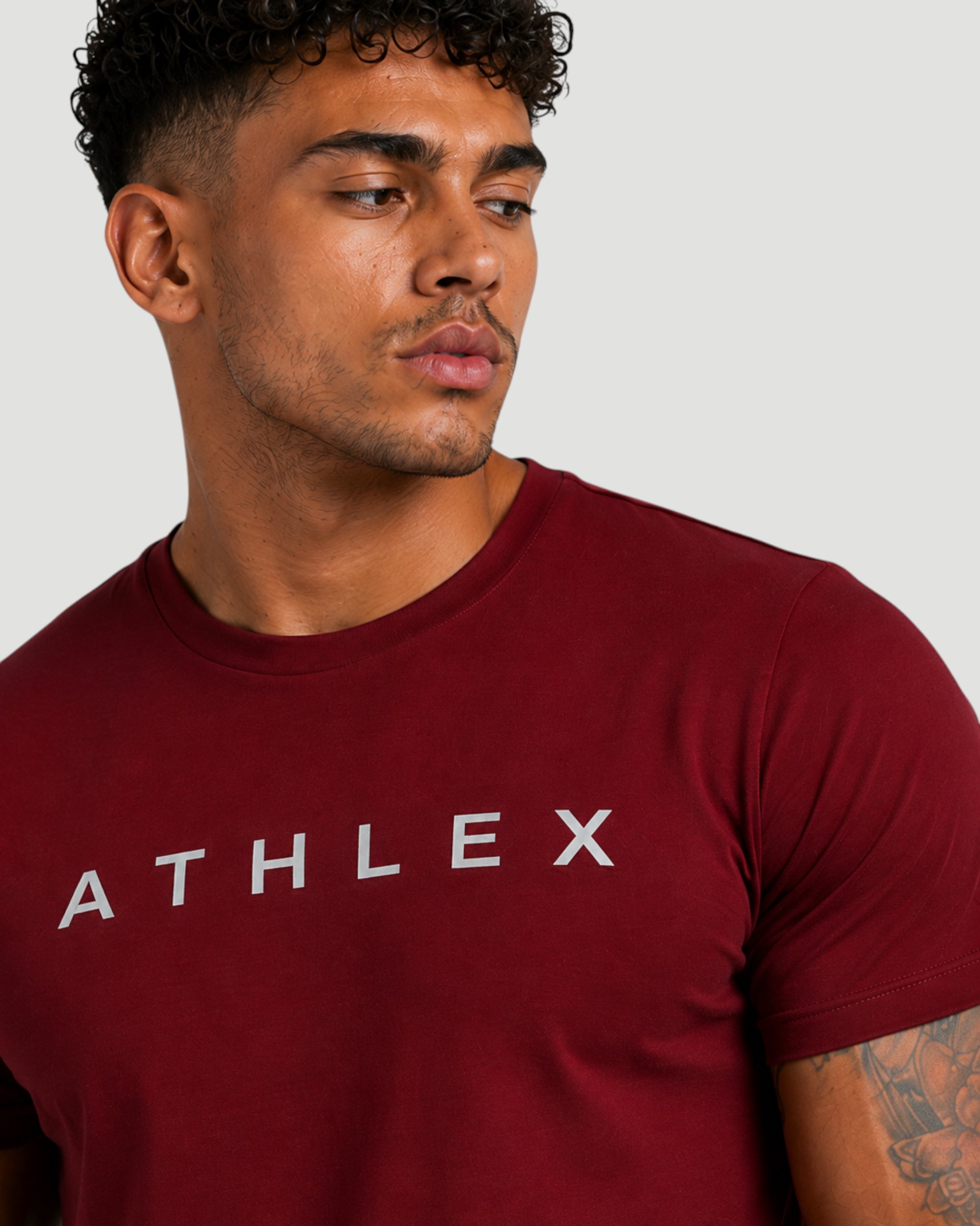 ATHLEX Men’s Burgundy Logo Cotton T-Shirt