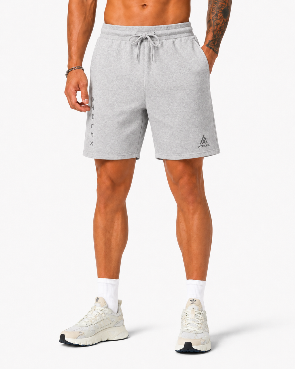 ATHLEX MonogramCore Textured Training Shorts – Heather Grey