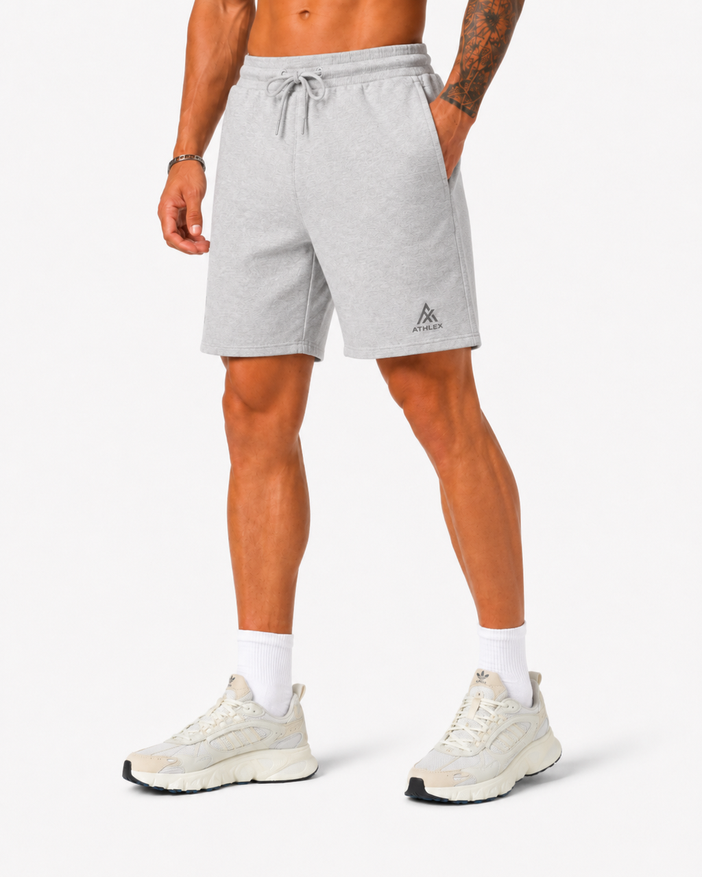 ATHLEX MonogramCore Textured Training Shorts – Heather Grey