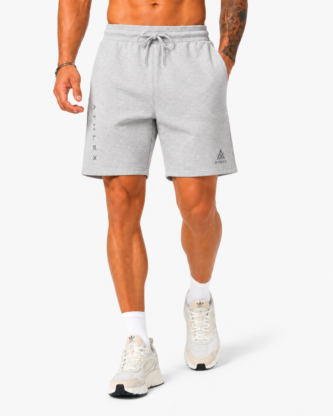 ATHLEX MonogramCore Textured Training Shorts – Heather Grey