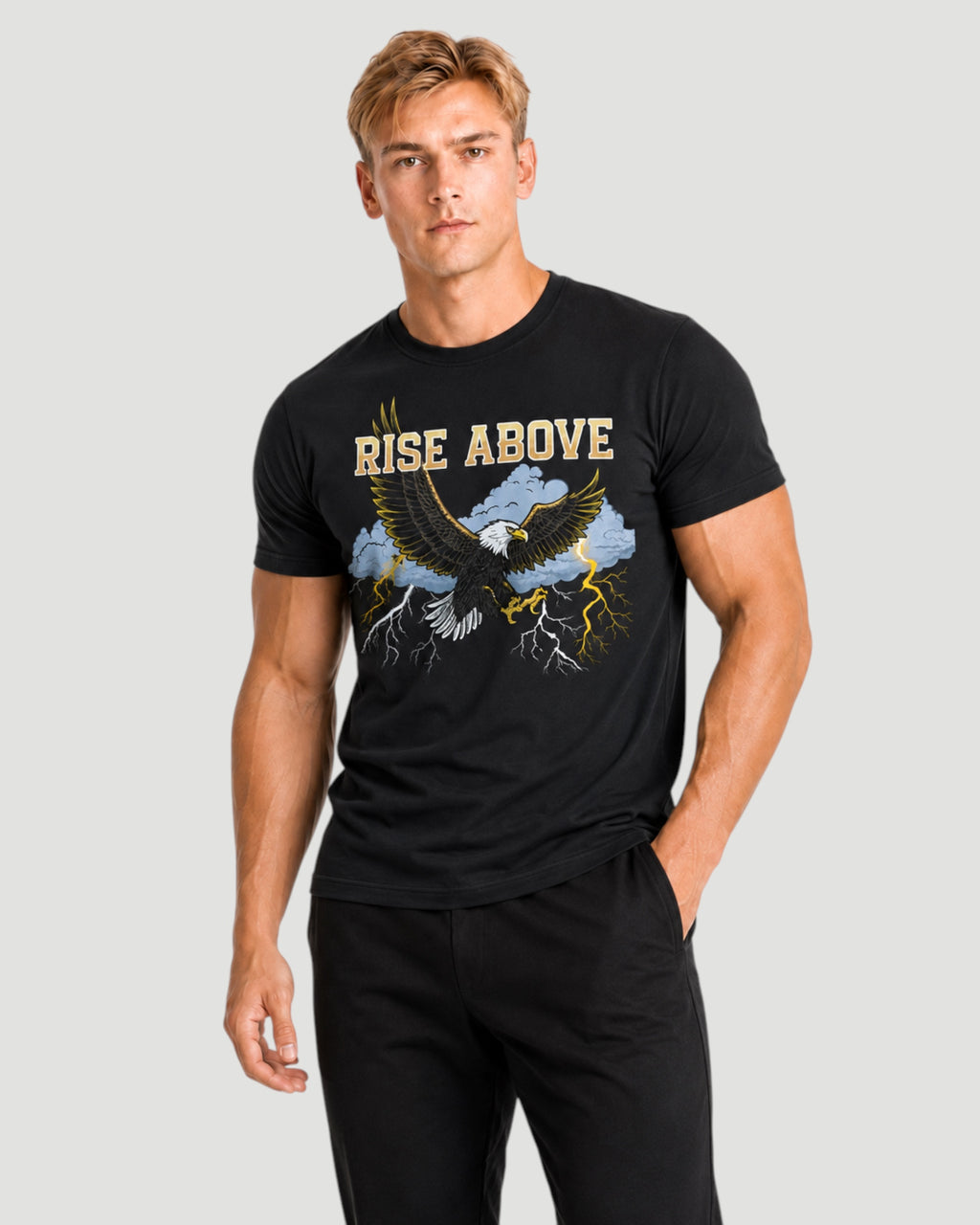 ATHLEX Men’s Black Rise Above Cotton Graphic Tee