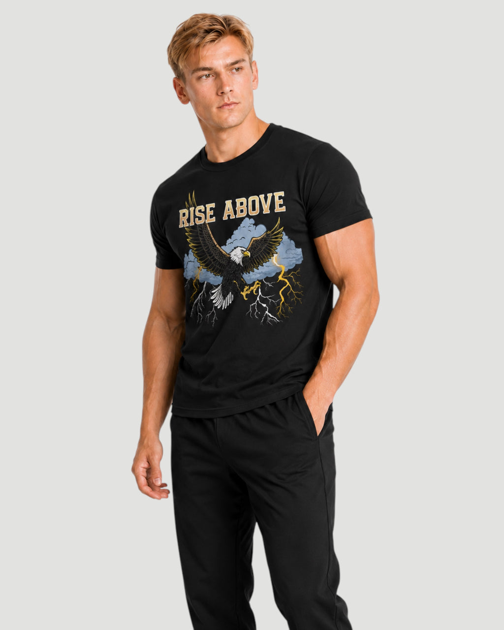 ATHLEX Men’s Black Rise Above Cotton Graphic Tee